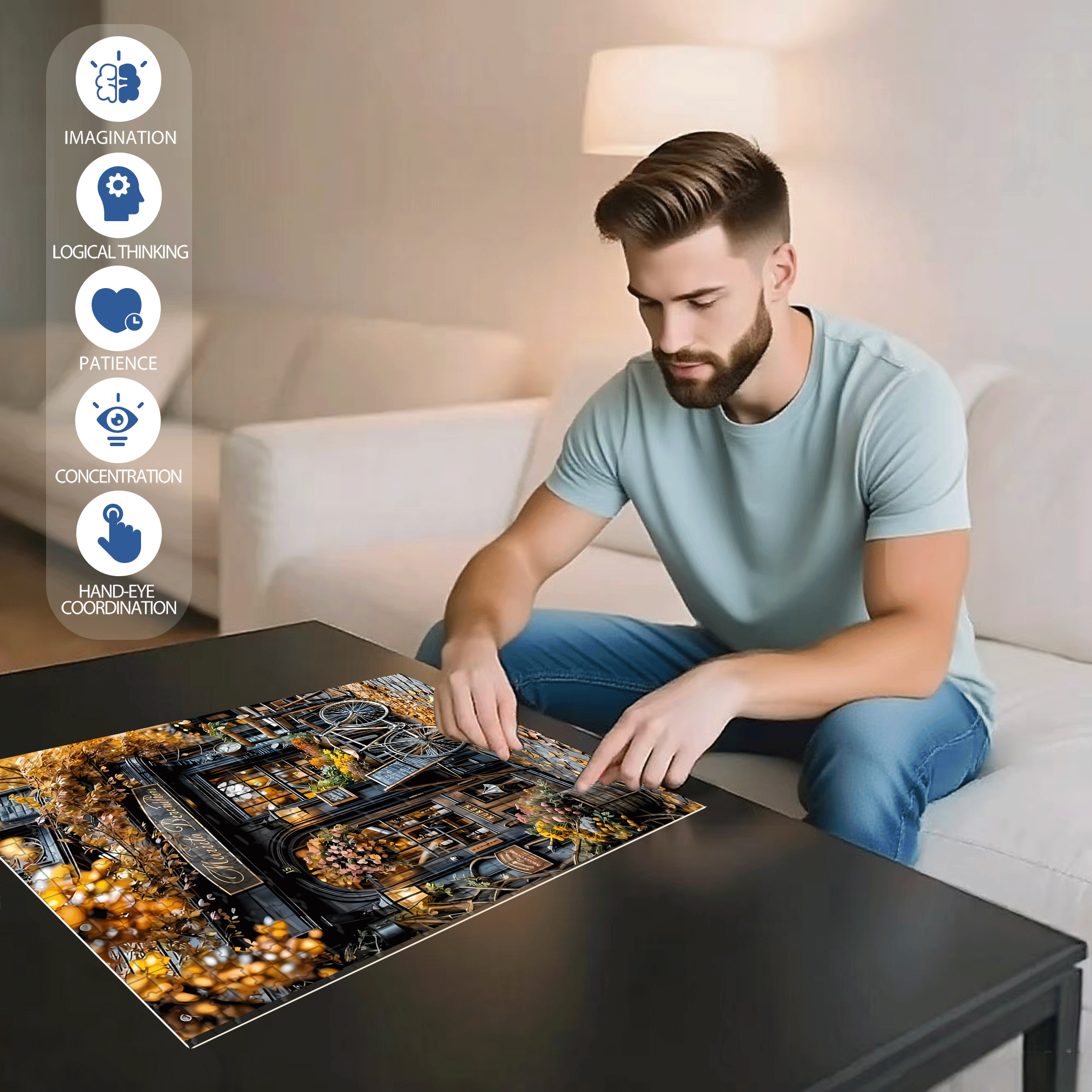 Vintage Bicycle 500pcs/1000pcs Jigsaw Puzzle, Scratch-Resistant, Interactive Family Game & Brain-Boosting DIY Decor, Perfect for Halloween, Christmas & New Year Gifts, Family Puzzle Game