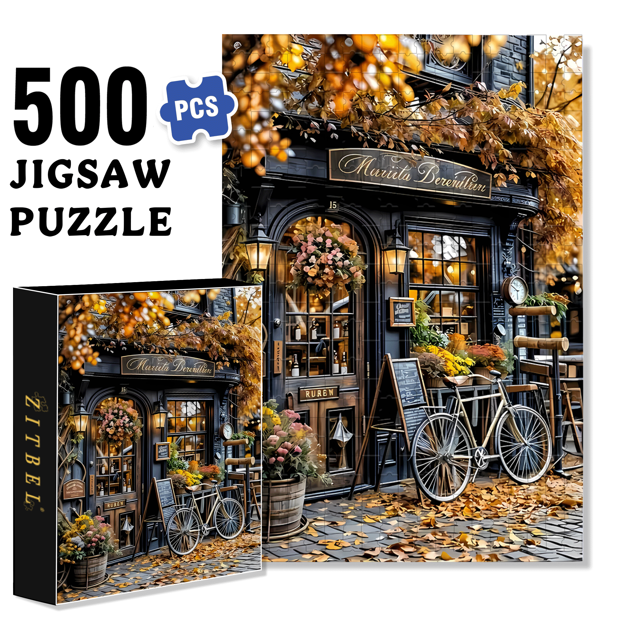 Vintage Bicycle 500pcs/1000pcs Jigsaw Puzzle, Scratch-Resistant, Interactive Family Game & Brain-Boosting DIY Decor, Perfect for Halloween, Christmas & New Year Gifts, Family Puzzle Game