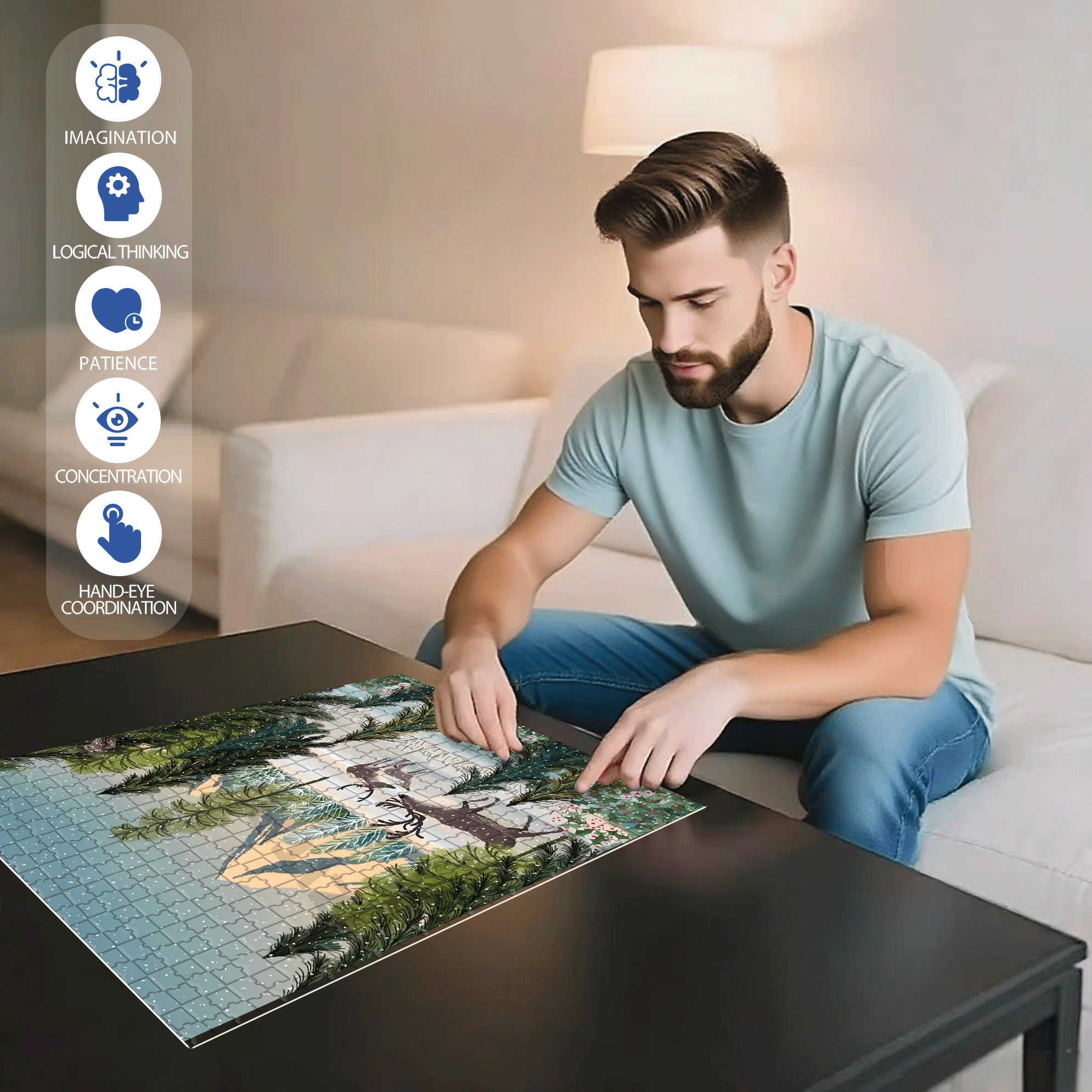 Vitality And Hope 500pcs/1000pcs Jigsaw Puzzle, Scratch-Resistant, Interactive Family Game & Brain-Boosting DIY Decor, Perfect for Halloween, Christmas & New Year Gifts, Family Puzzle Game