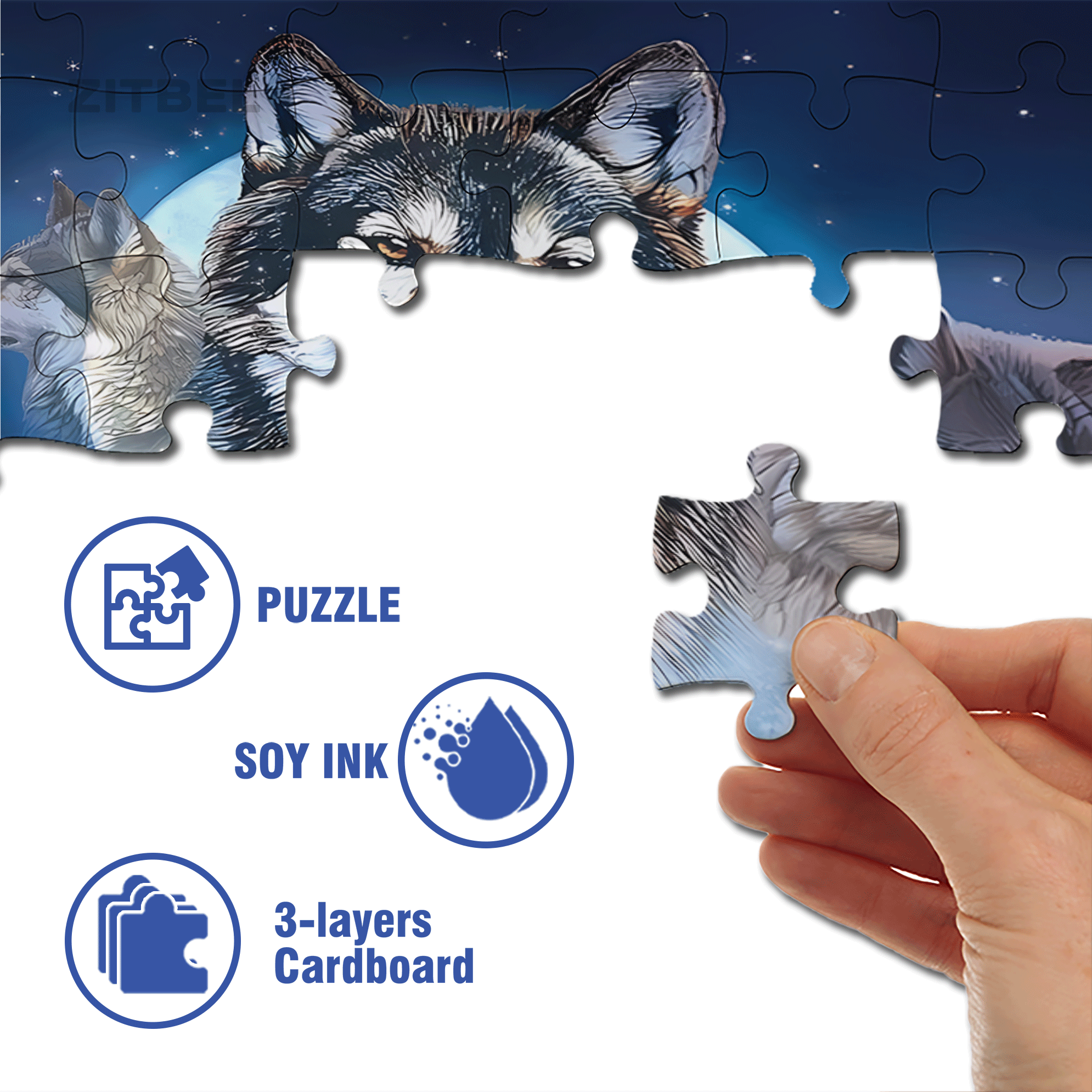Winter Wolves 500pcs/1000pcs Jigsaw Puzzle, Scratch-Resistant, Interactive Family Game & Brain-Boosting DIY Decor, Perfect for Halloween, Christmas & New Year Gifts, Family Puzzle Game