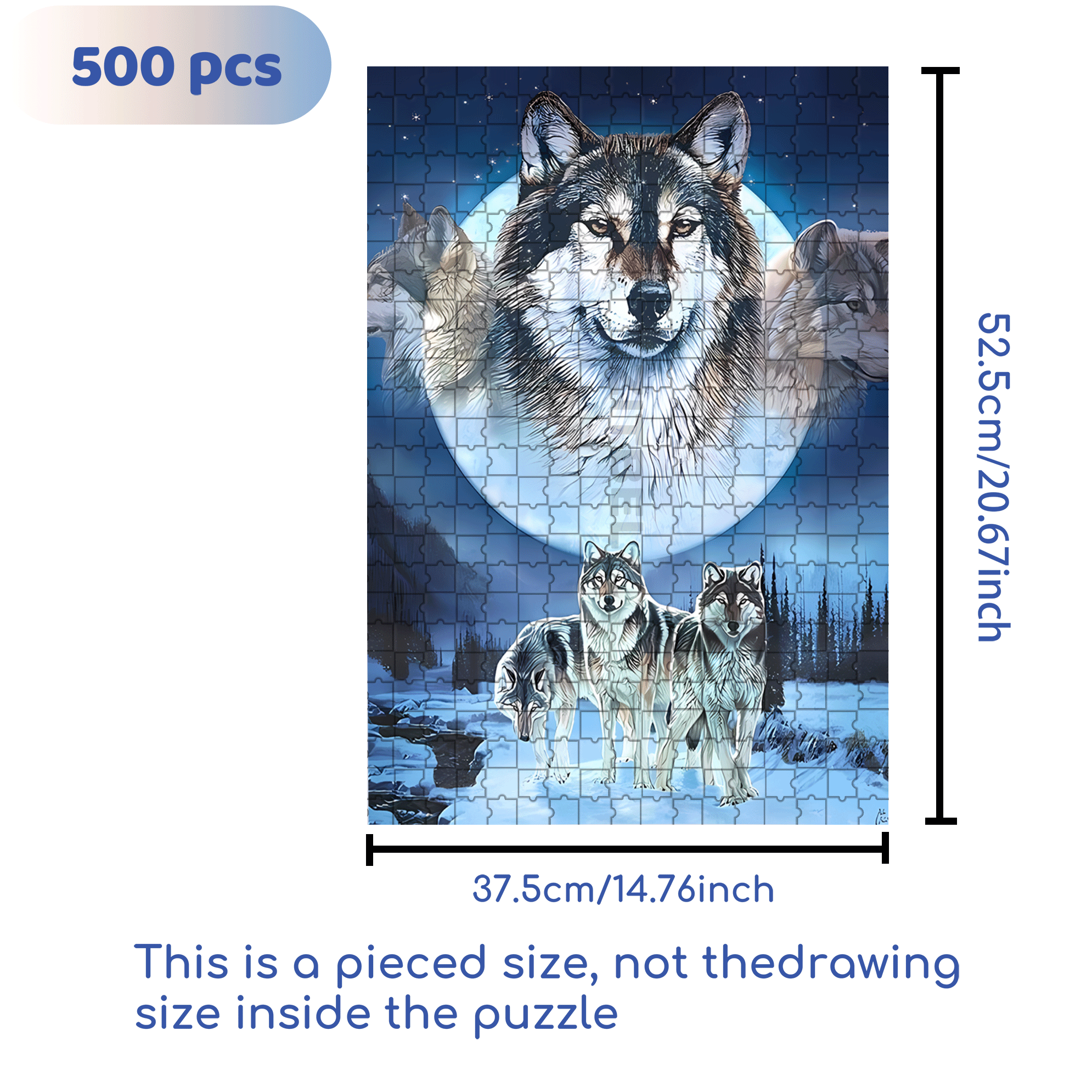 Winter Wolves 500pcs/1000pcs Jigsaw Puzzle, Scratch-Resistant, Interactive Family Game & Brain-Boosting DIY Decor, Perfect for Halloween, Christmas & New Year Gifts, Family Puzzle Game