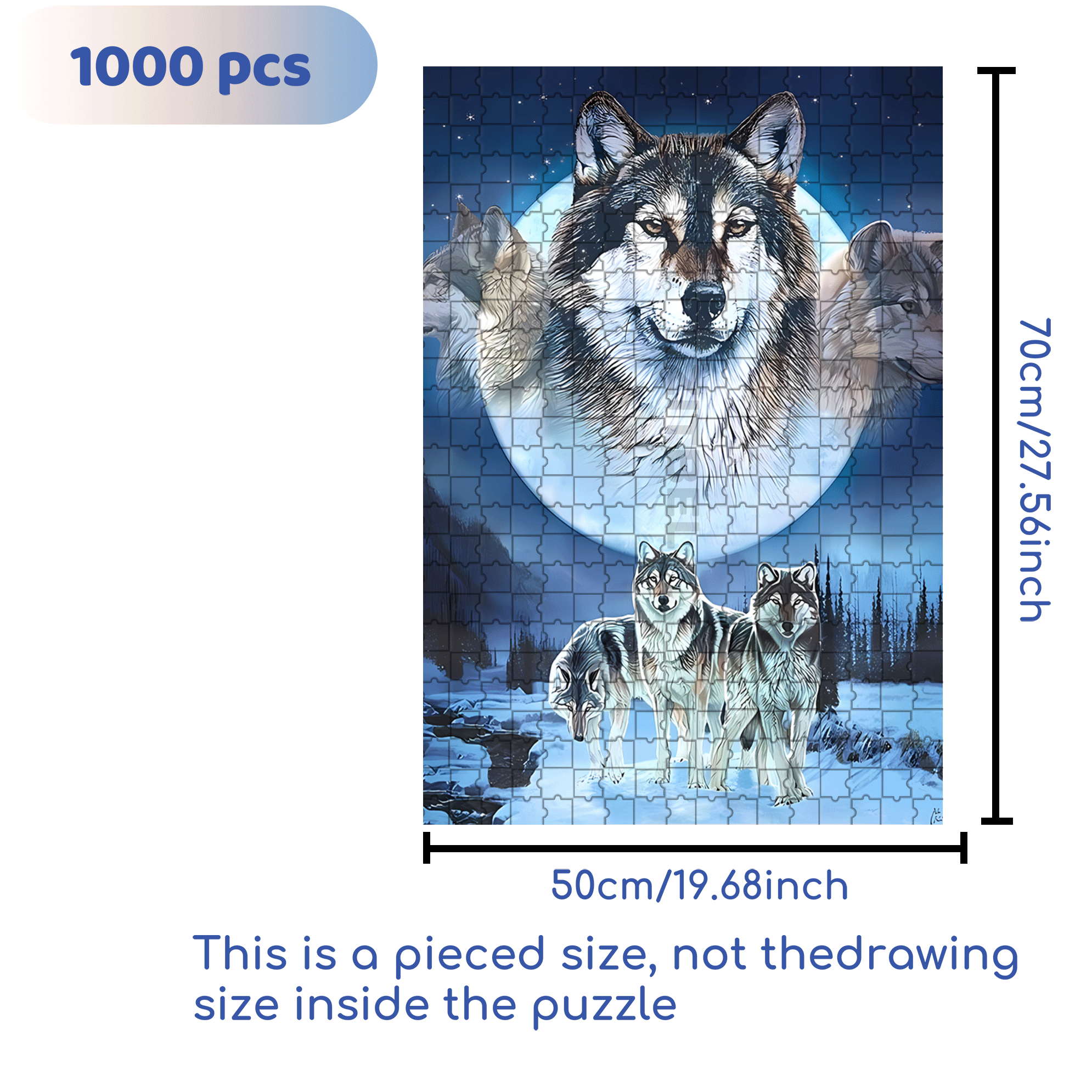 Winter Wolves 500pcs/1000pcs Jigsaw Puzzle, Scratch-Resistant, Interactive Family Game & Brain-Boosting DIY Decor, Perfect for Halloween, Christmas & New Year Gifts, Family Puzzle Game