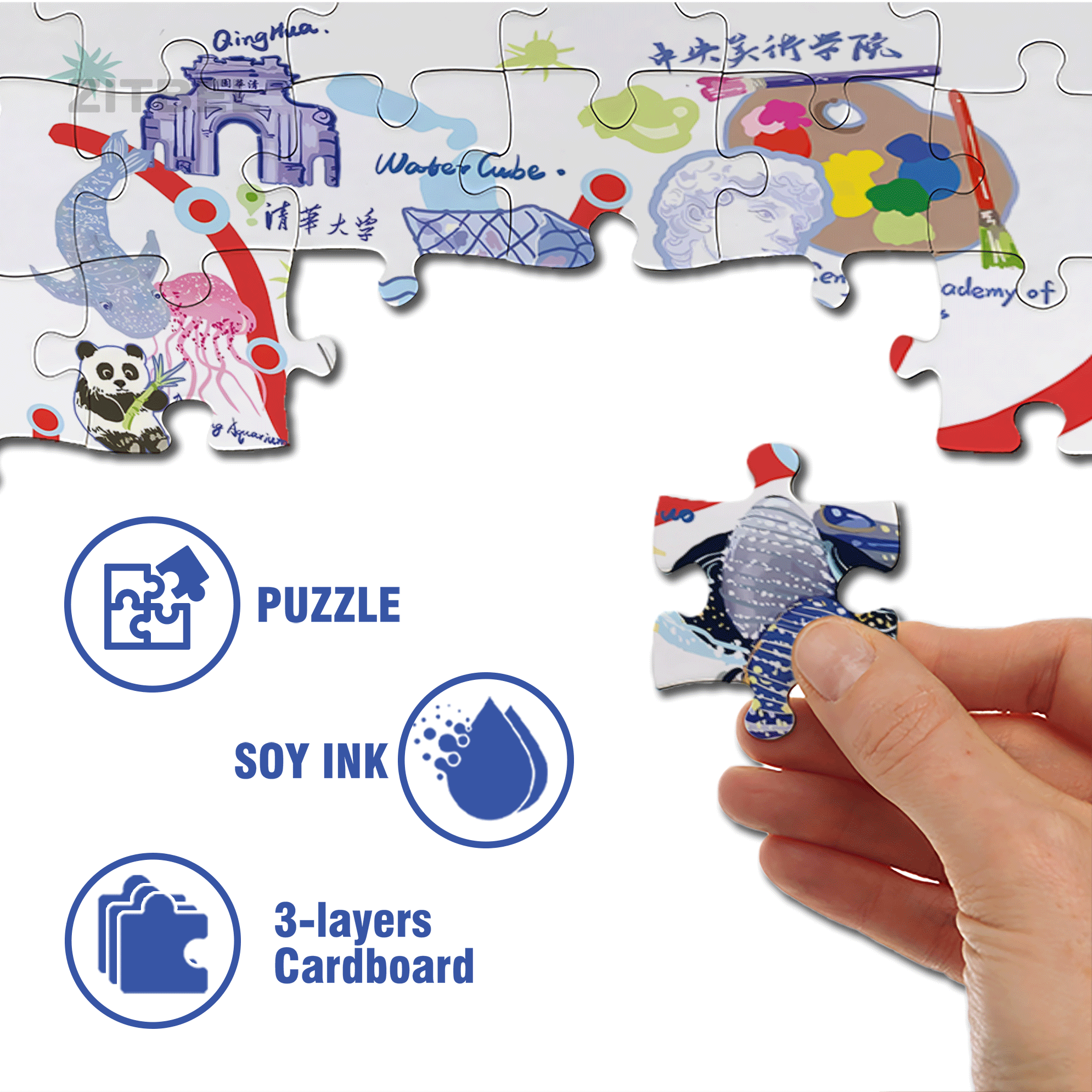Beijing Tourist Map 500pcs/1000pcs Jigsaw Puzzle, Scratch-Resistant, Interactive Family Game & Brain-Boosting DIY Decor, Perfect for Halloween, Christmas & New Year Gifts, Family Puzzle Game