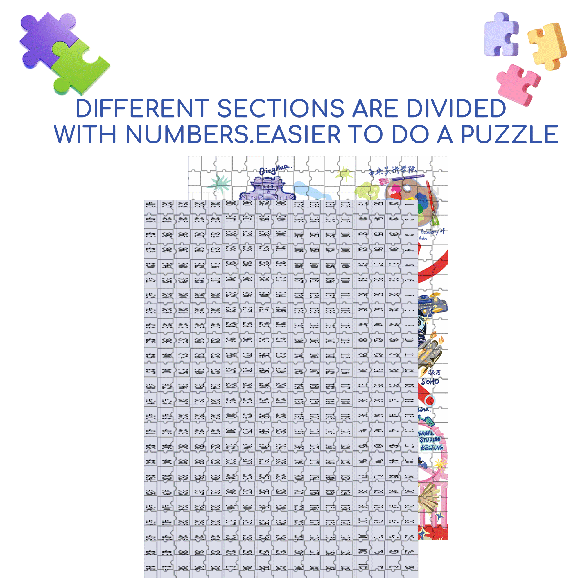Beijing Tourist Map 500pcs/1000pcs Jigsaw Puzzle, Scratch-Resistant, Interactive Family Game & Brain-Boosting DIY Decor, Perfect for Halloween, Christmas & New Year Gifts, Family Puzzle Game
