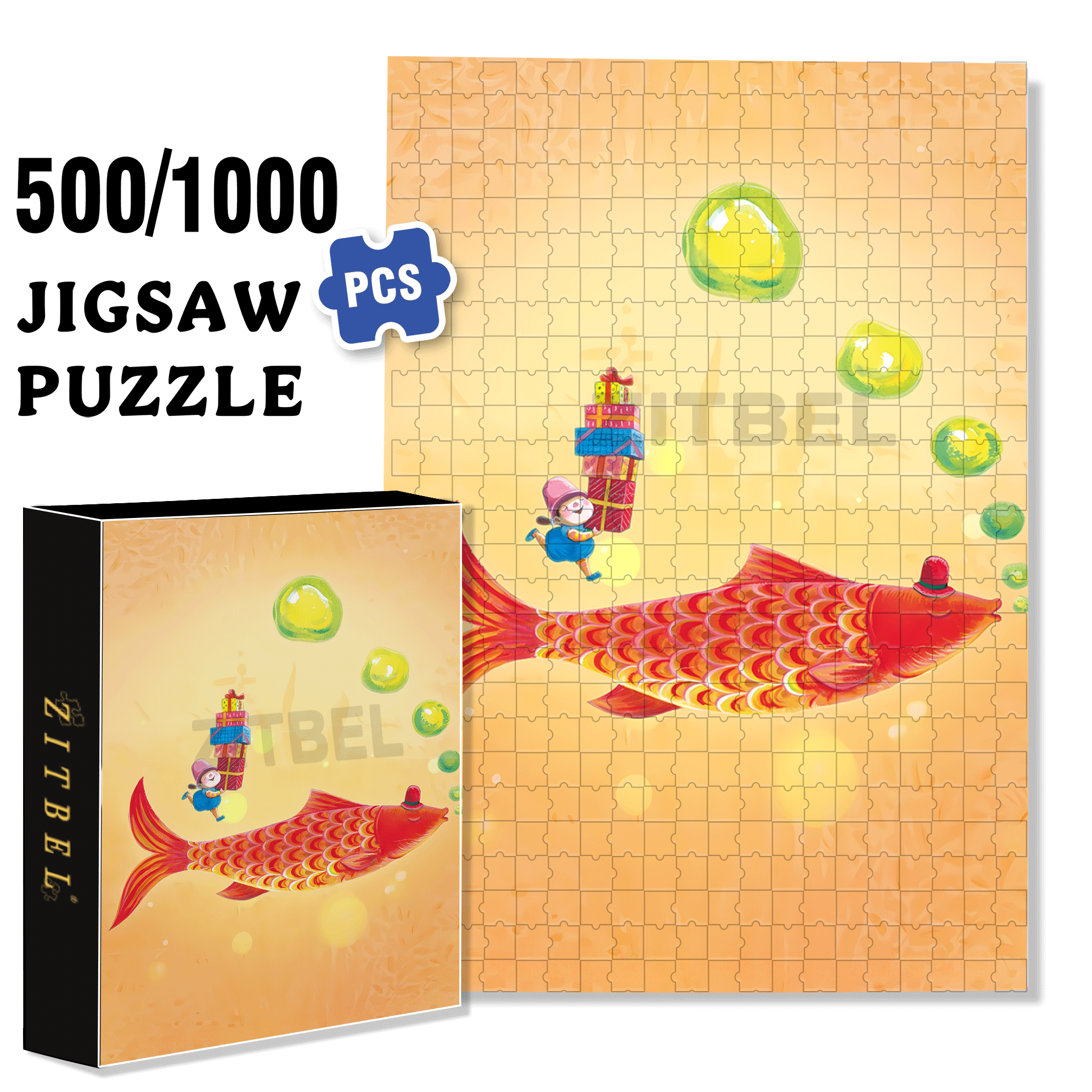 Best Wishes From Jinliu 500pcs/1000pcs Jigsaw Puzzle, Scratch-Resistant, Interactive Family Game & Brain-Boosting DIY Decor, Perfect for Halloween, Christmas & New Year Gifts, Family Puzzle Game