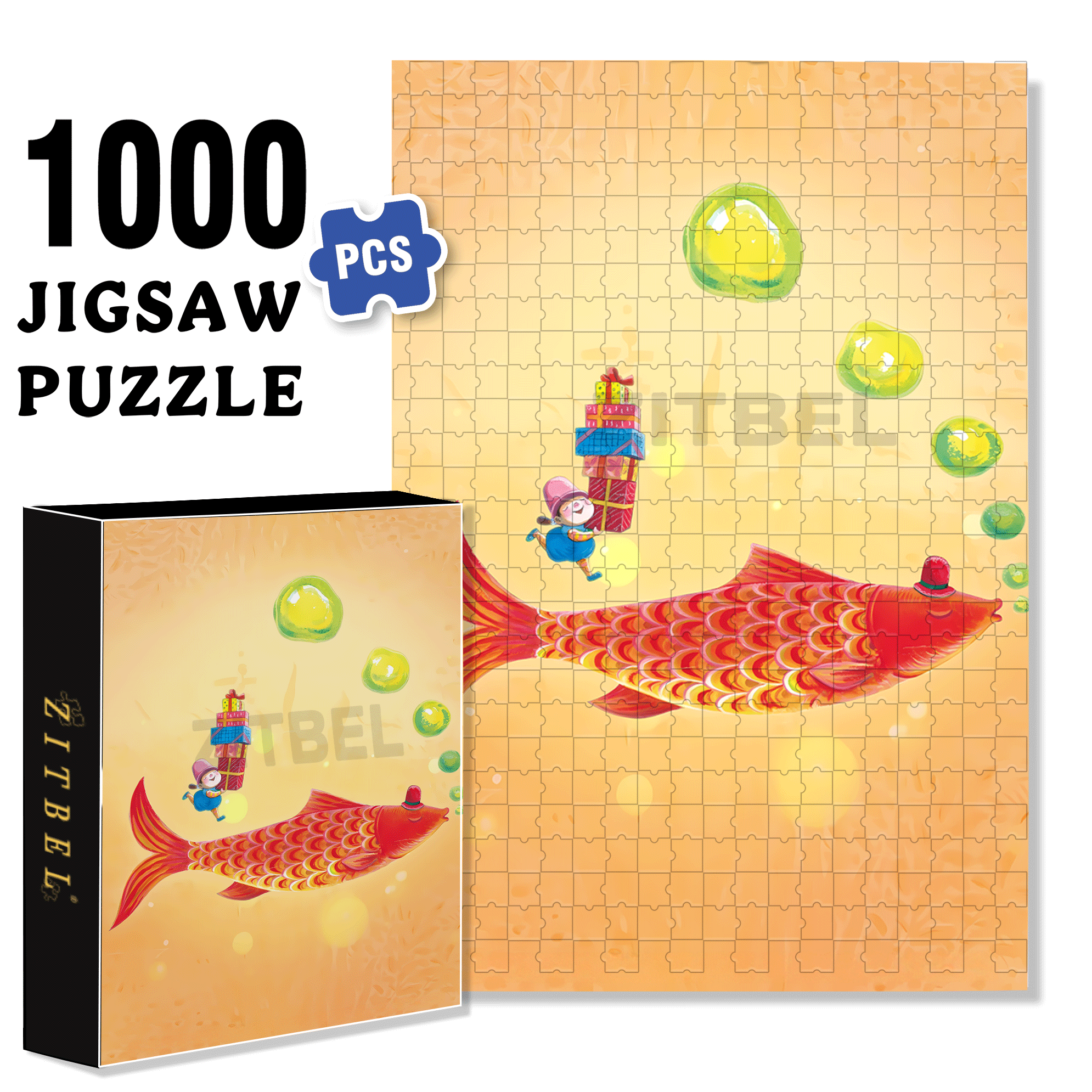 Best Wishes From Jinliu 500pcs/1000pcs Jigsaw Puzzle, Scratch-Resistant, Interactive Family Game & Brain-Boosting DIY Decor, Perfect for Halloween, Christmas & New Year Gifts, Family Puzzle Game