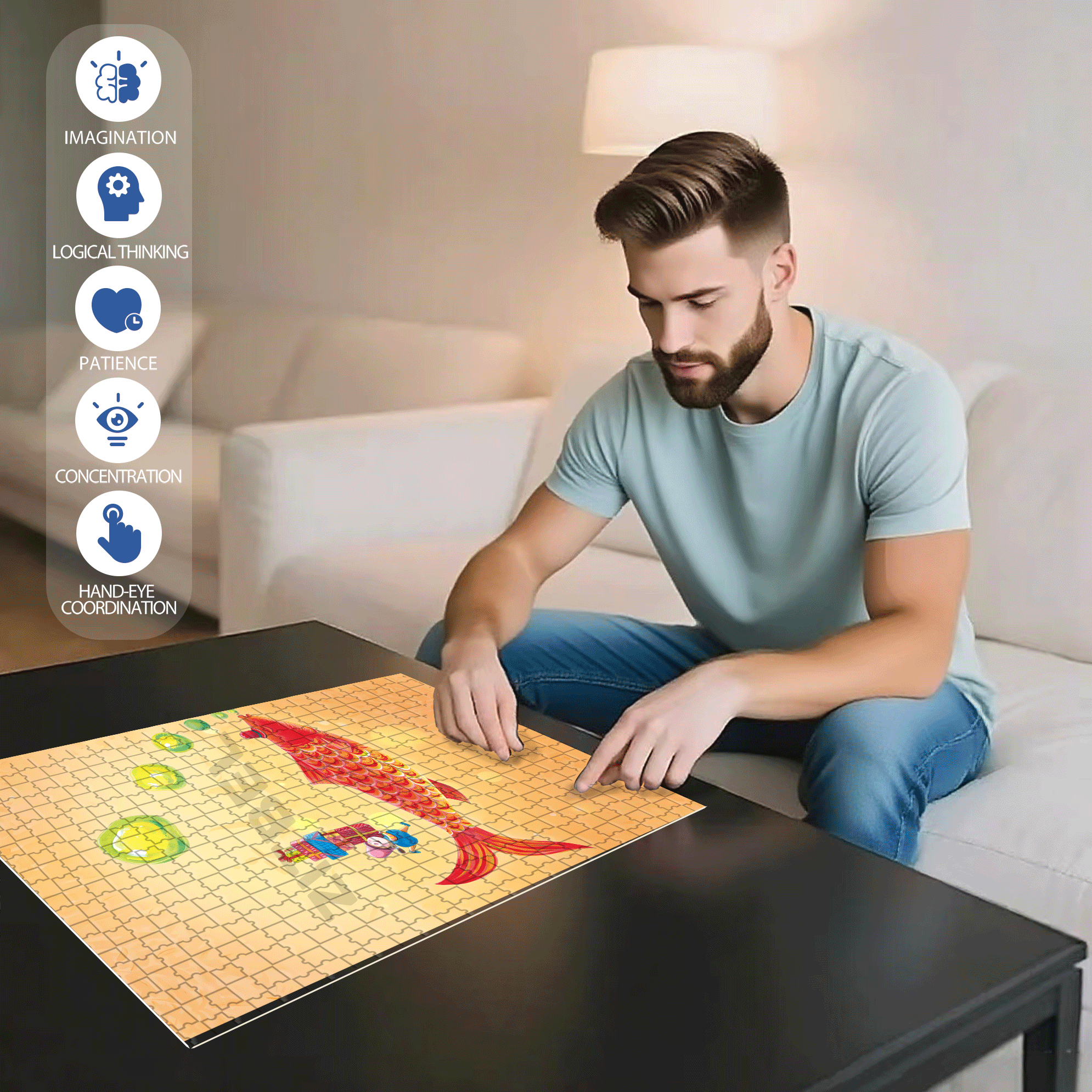 Best Wishes From Jinliu 500pcs/1000pcs Jigsaw Puzzle, Scratch-Resistant, Interactive Family Game & Brain-Boosting DIY Decor, Perfect for Halloween, Christmas & New Year Gifts, Family Puzzle Game