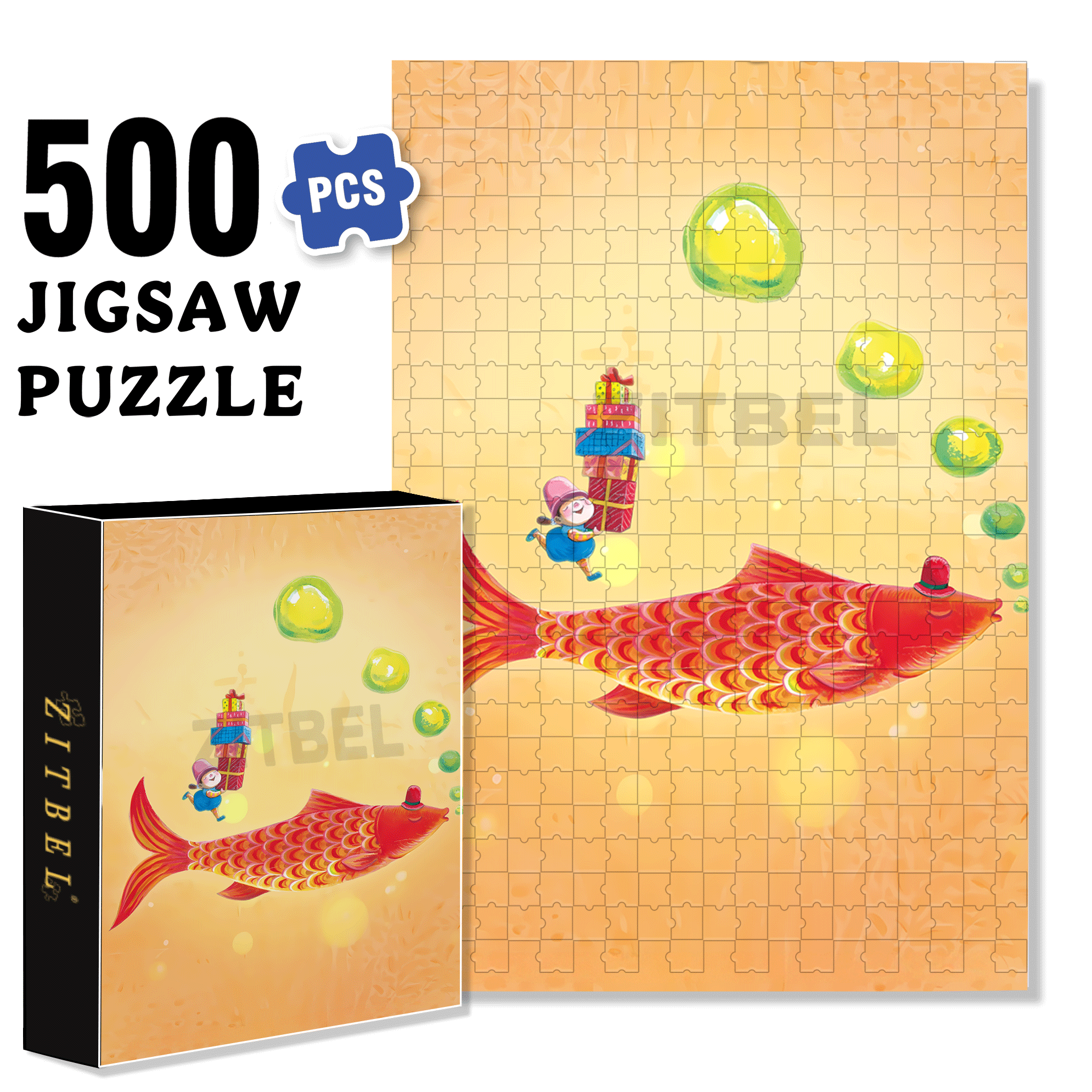 Best Wishes From Jinliu 500pcs/1000pcs Jigsaw Puzzle, Scratch-Resistant, Interactive Family Game & Brain-Boosting DIY Decor, Perfect for Halloween, Christmas & New Year Gifts, Family Puzzle Game