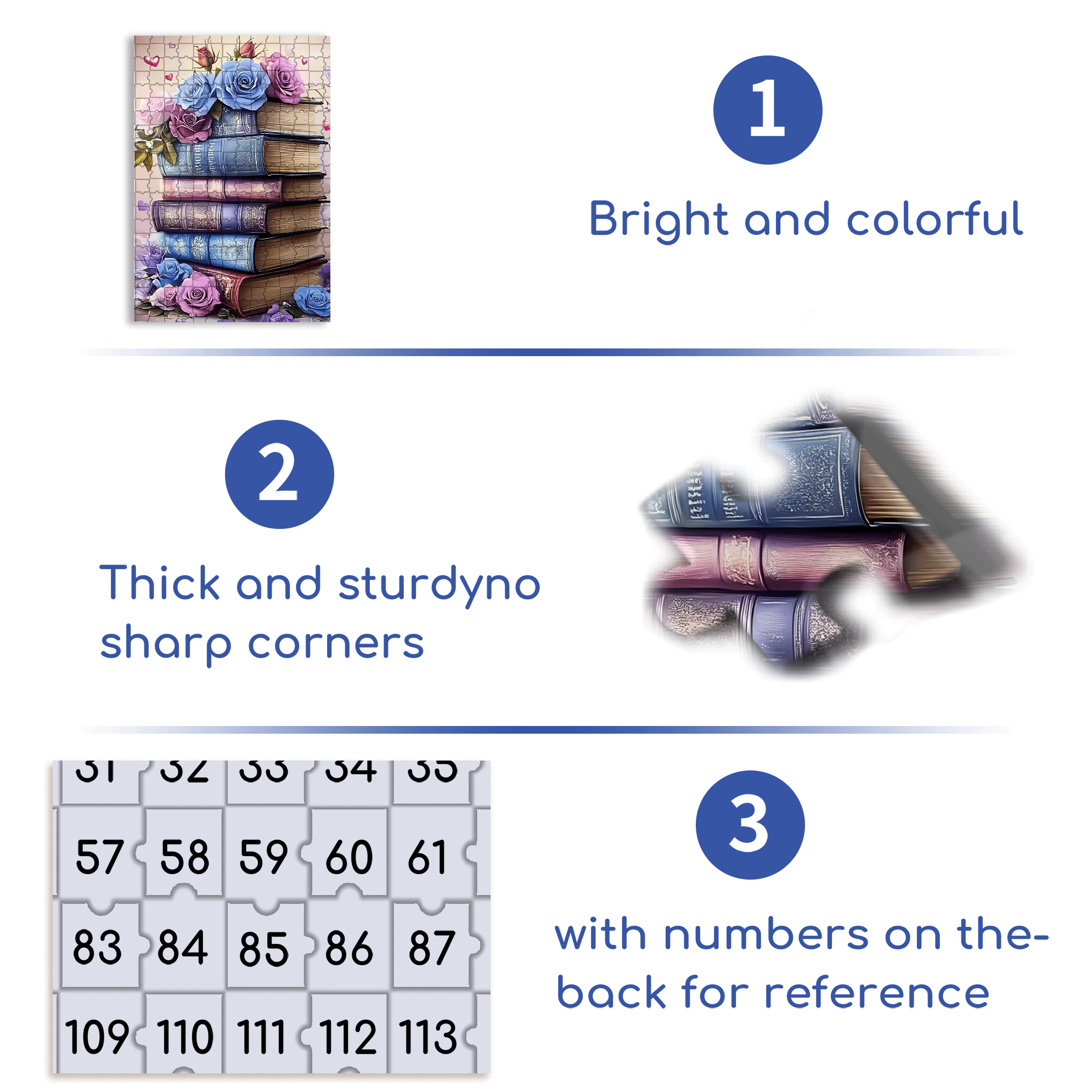 Books And Roses Intertwine 500pcs/1000pcs Jigsaw Puzzle, Scratch-Resistant, Interactive Family Game & Brain-Boosting DIY Decor, Perfect for Halloween, Christmas & New Year Gifts, Family Puzzle Game