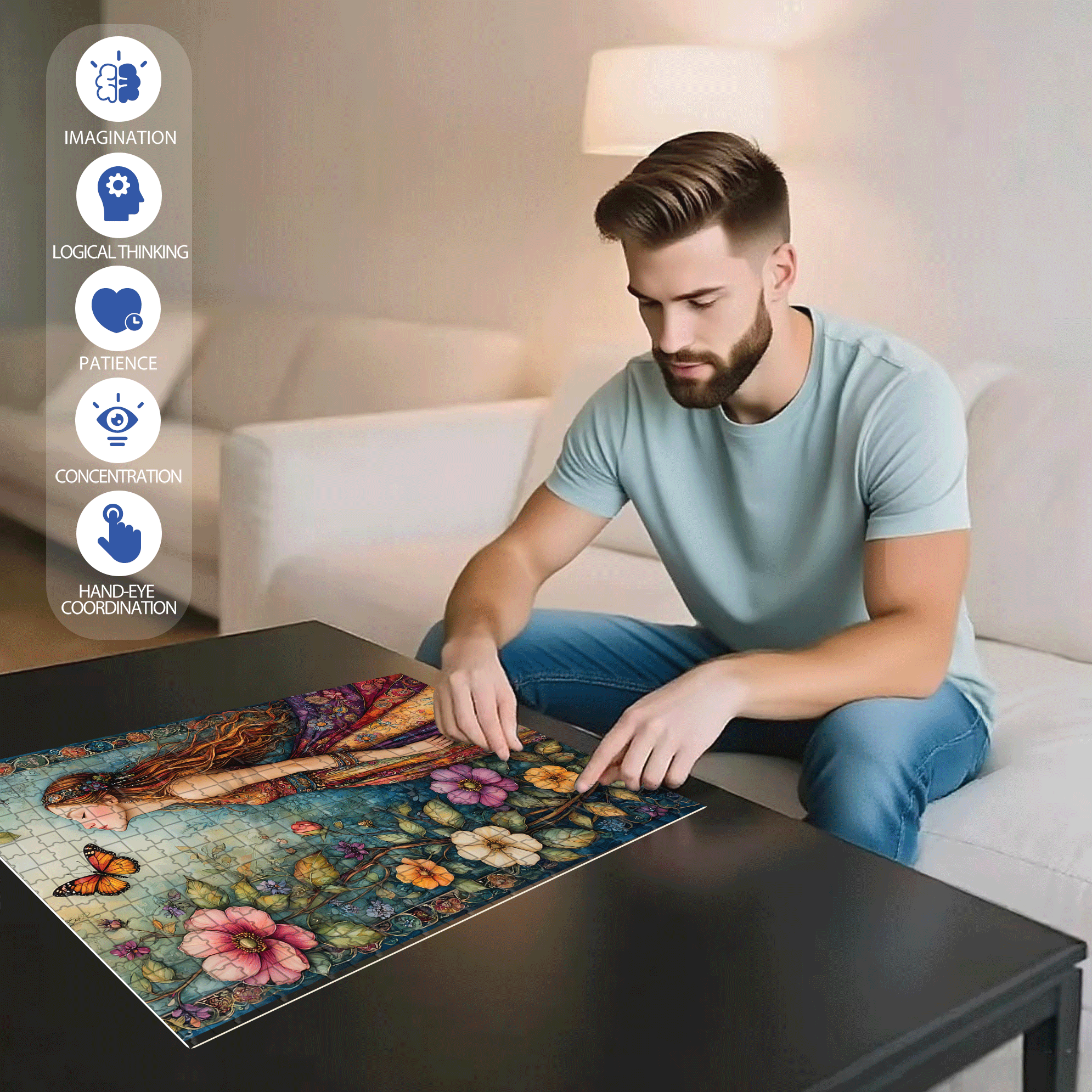 Breathing Fragrance 500pcs/1000pcs Jigsaw Puzzle, Scratch-Resistant, Interactive Family Game & Brain-Boosting DIY Decor, Perfect for Halloween, Christmas & New Year Gifts, Family Puzzle Game
