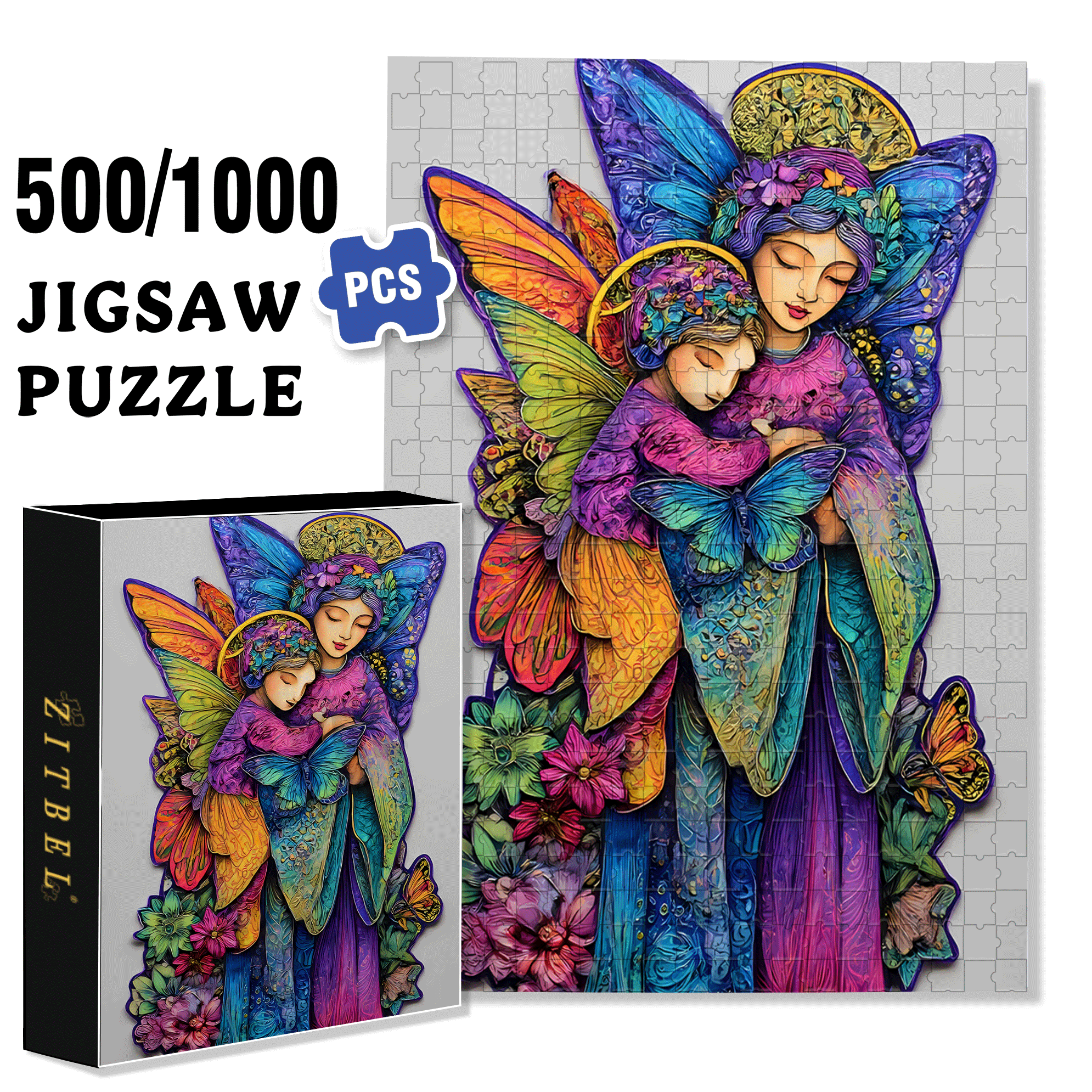 Butterfly Wings Protection 500pcs/1000pcs Jigsaw Puzzle, Scratch-Resistant, Interactive Family Game & Brain-Boosting DIY Decor, Perfect for Halloween, Christmas & New Year Gifts, Family Puzzle Game