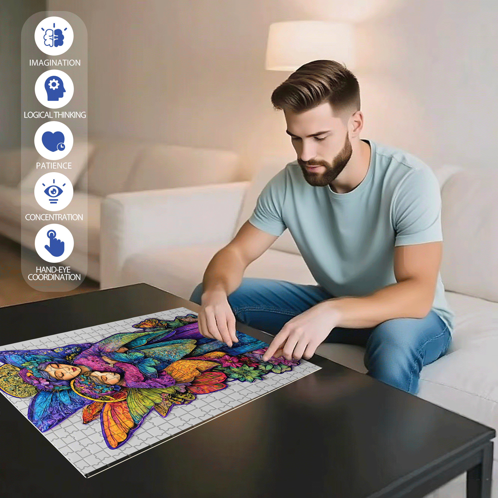Butterfly Wings Protection 500pcs/1000pcs Jigsaw Puzzle, Scratch-Resistant, Interactive Family Game & Brain-Boosting DIY Decor, Perfect for Halloween, Christmas & New Year Gifts, Family Puzzle Game