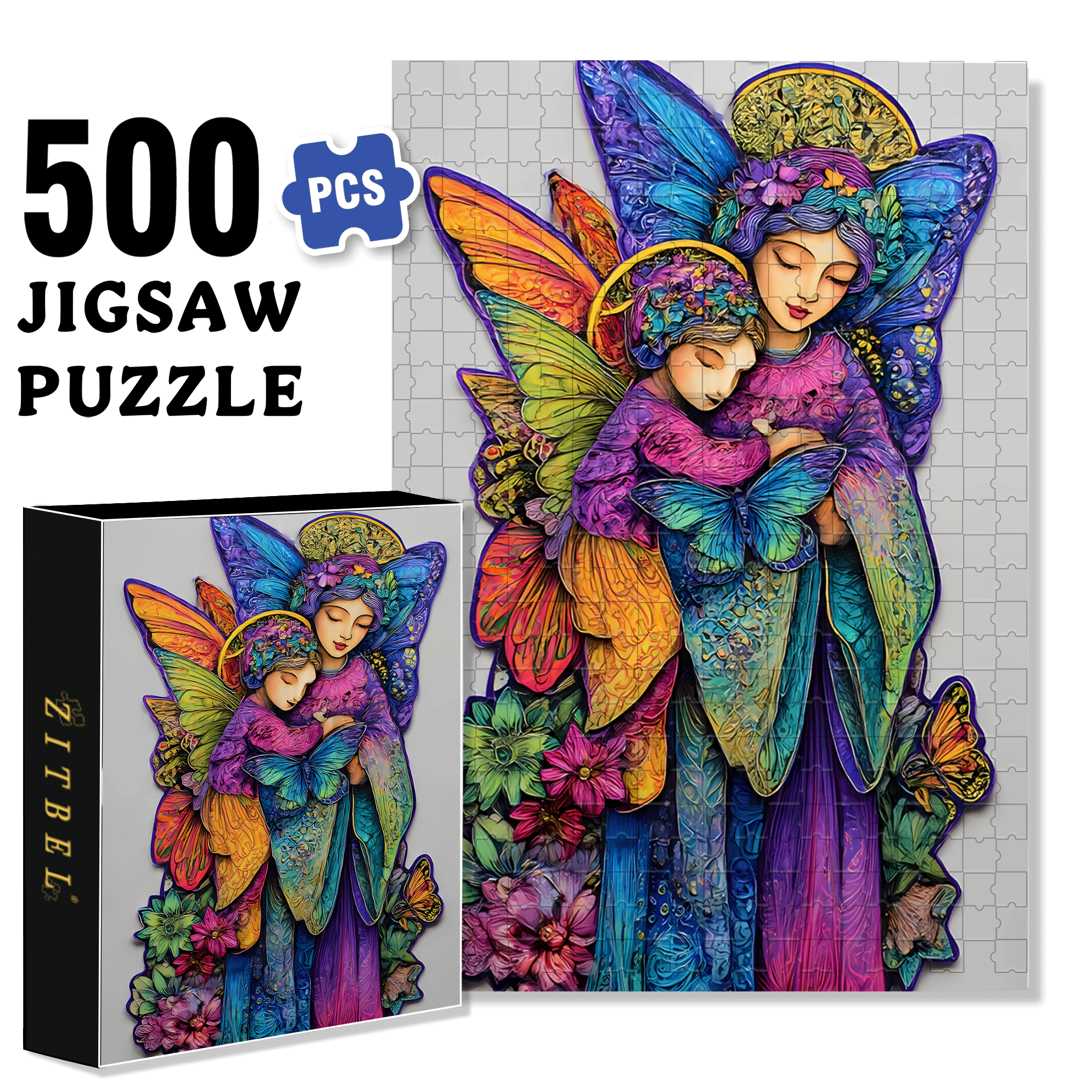 Butterfly Wings Protection 500pcs/1000pcs Jigsaw Puzzle, Scratch-Resistant, Interactive Family Game & Brain-Boosting DIY Decor, Perfect for Halloween, Christmas & New Year Gifts, Family Puzzle Game