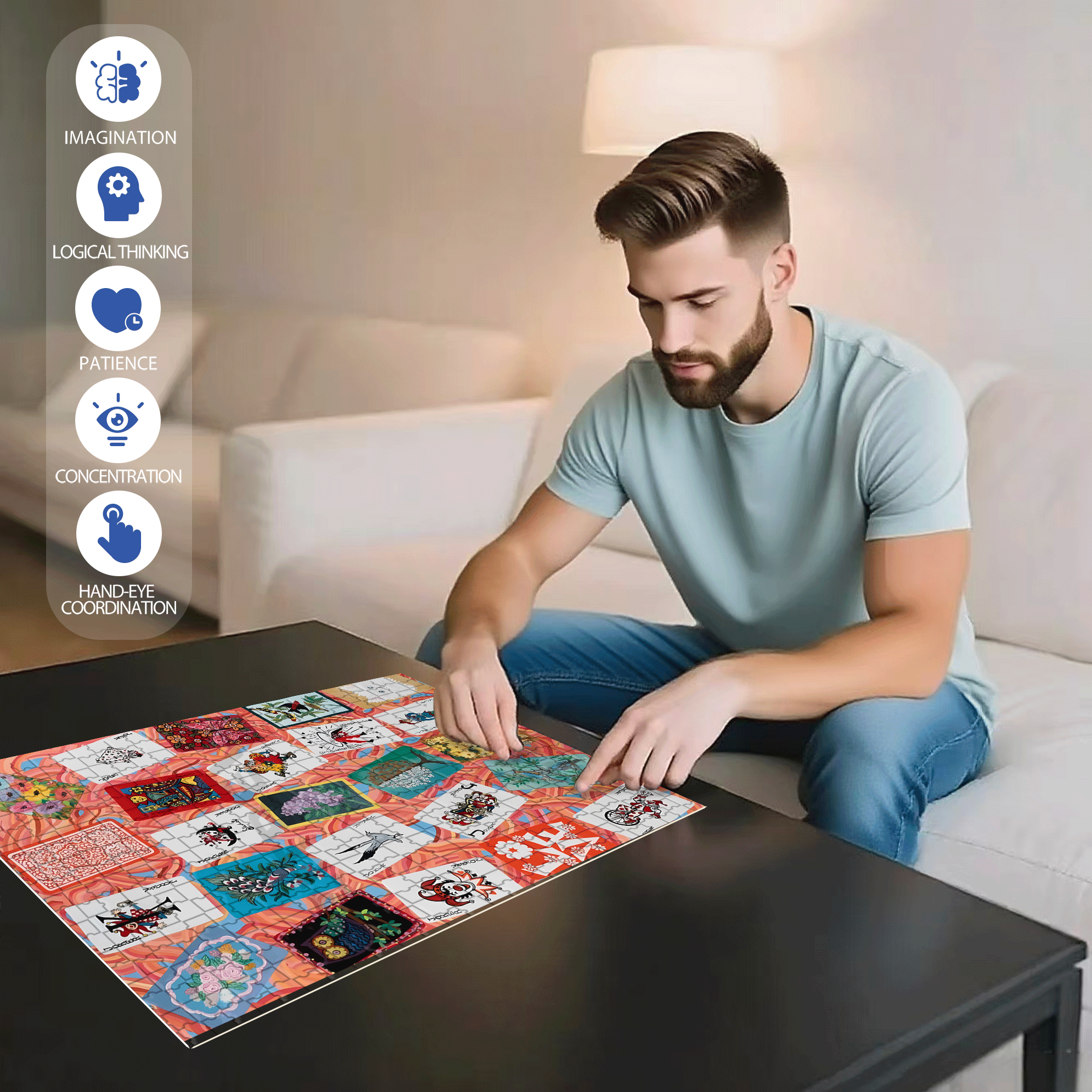 Card Dream 500pcs/1000pcs Jigsaw Puzzle, Scratch-Resistant, Interactive Family Game & Brain-Boosting DIY Decor, Perfect for Halloween, Christmas & New Year Gifts, Family Puzzle Game