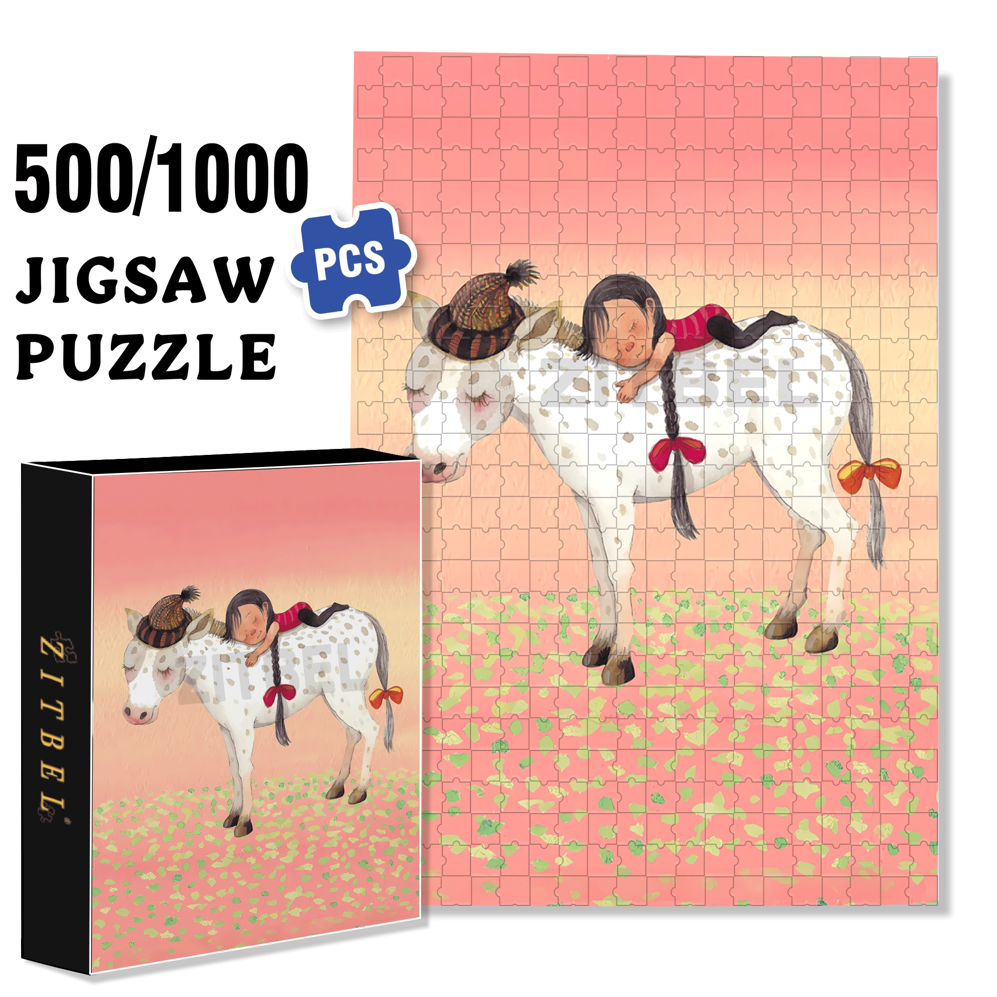 Child Dreaming of a Foal 500pcs/1000pcs Jigsaw Puzzle, Scratch-Resistant, Interactive Family Game & Brain-Boosting DIY Decor, Perfect for Halloween, Christmas & New Year Gifts, Family Puzzle Game