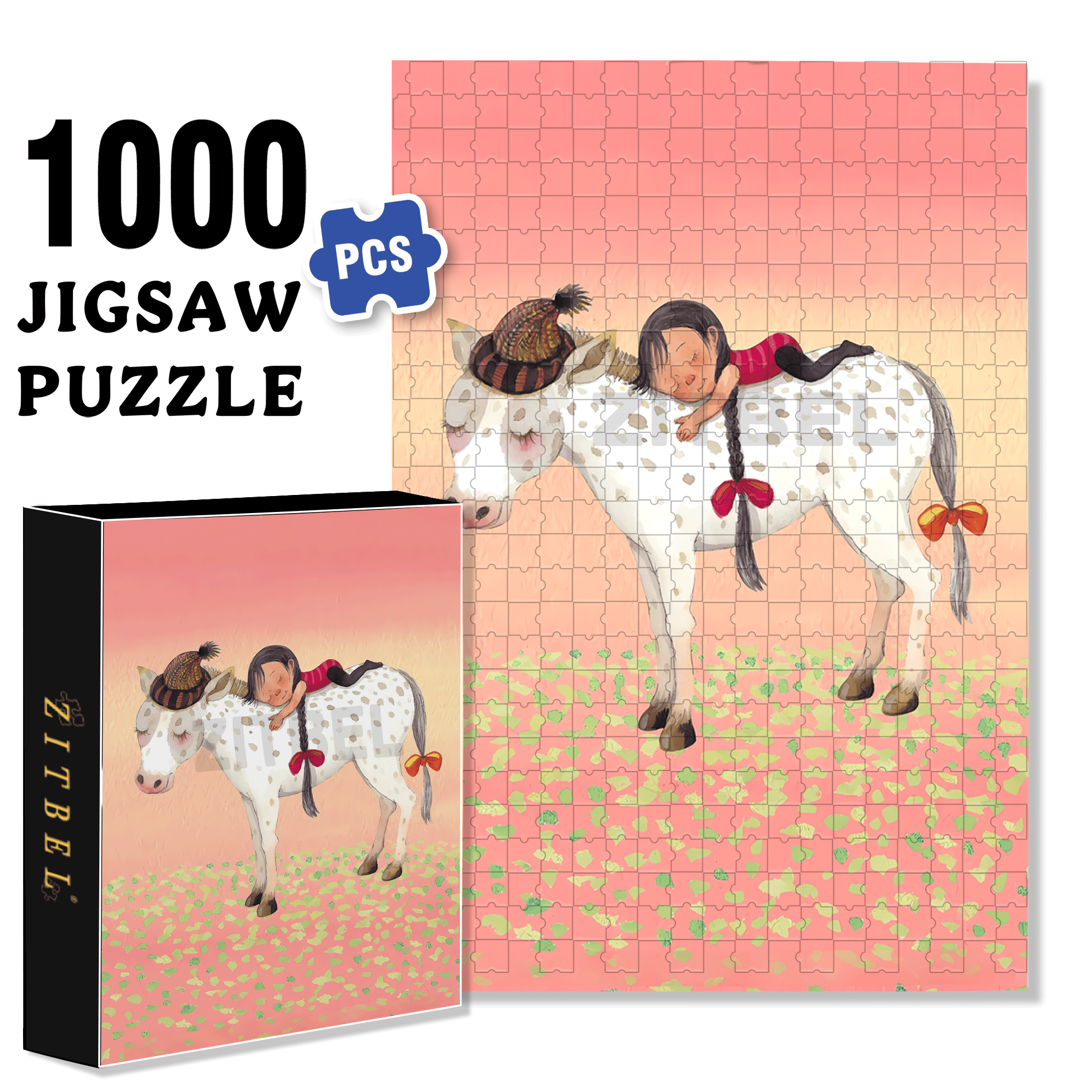 Child Dreaming of a Foal 500pcs/1000pcs Jigsaw Puzzle, Scratch-Resistant, Interactive Family Game & Brain-Boosting DIY Decor, Perfect for Halloween, Christmas & New Year Gifts, Family Puzzle Game