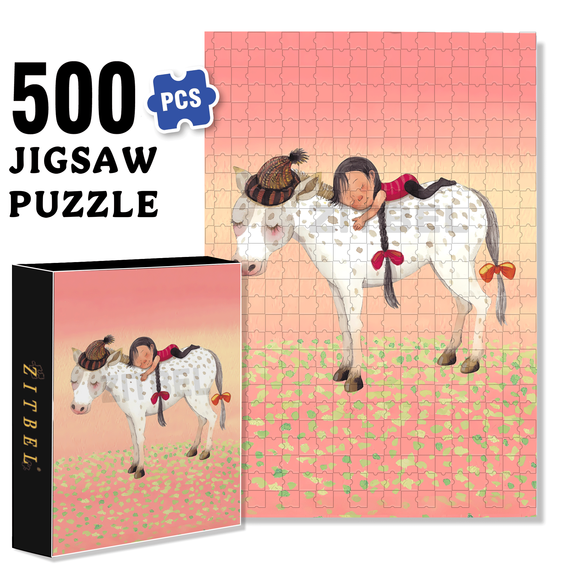 Child Dreaming of a Foal 500pcs/1000pcs Jigsaw Puzzle, Scratch-Resistant, Interactive Family Game & Brain-Boosting DIY Decor, Perfect for Halloween, Christmas & New Year Gifts, Family Puzzle Game