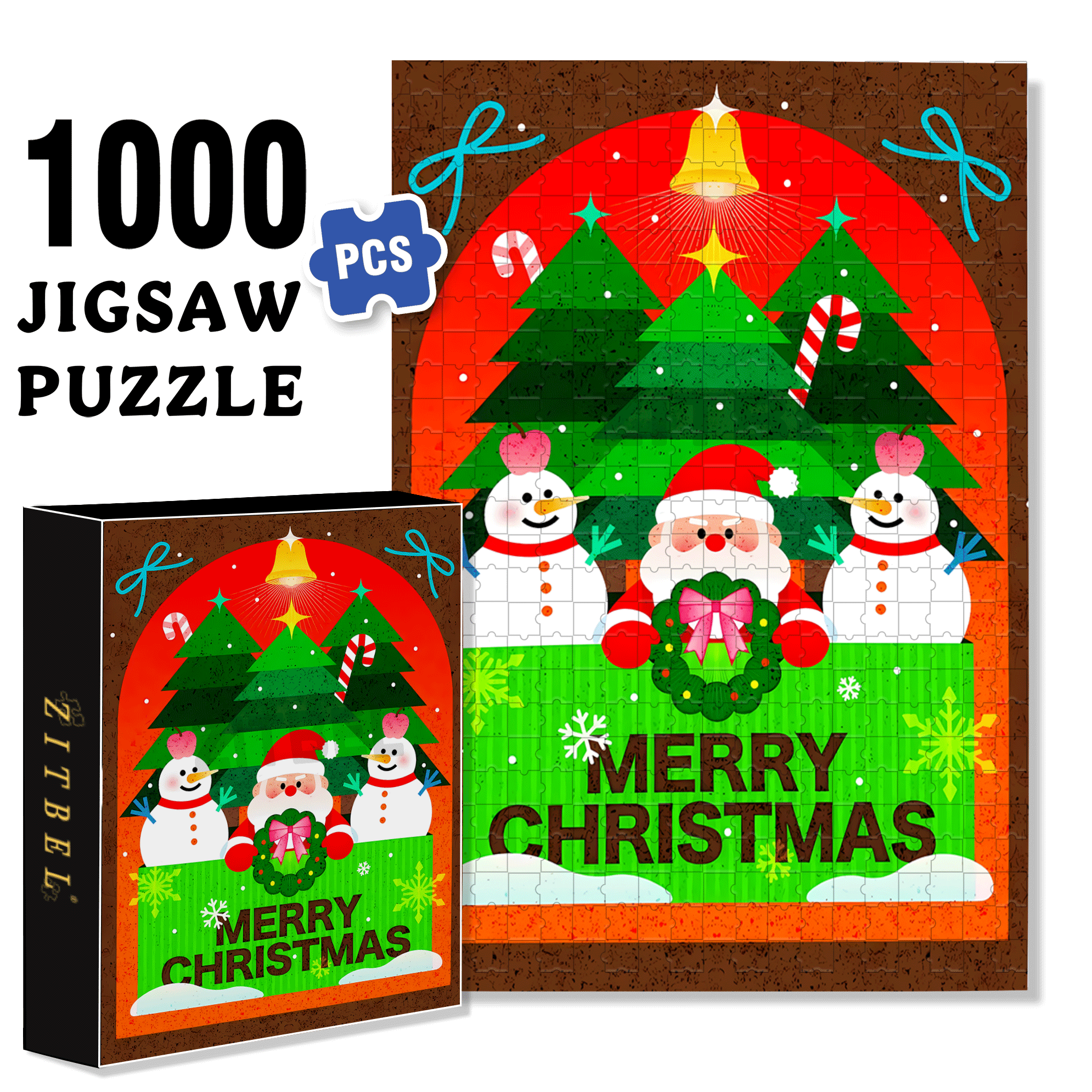 Christmas Mini-Theater 500pcs/1000pcs Jigsaw Puzzle, Scratch-Resistant, Interactive Family Game & Brain-Boosting DIY Decor, Perfect for Halloween, Christmas & New Year Gifts, Family Puzzle Game
