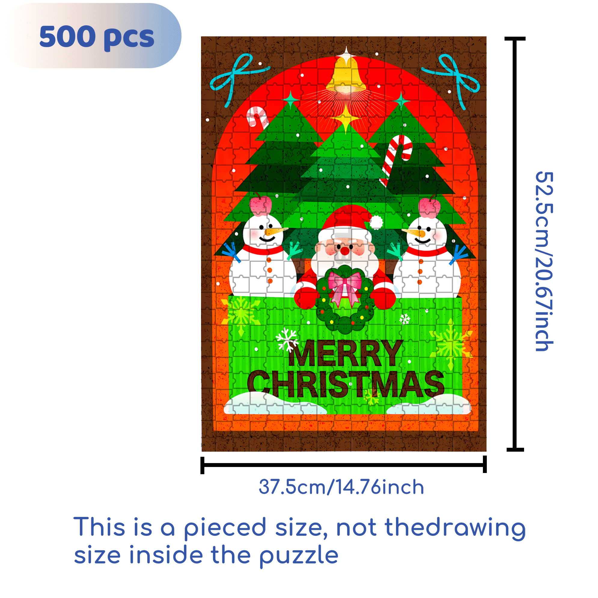 Christmas Mini-Theater 500pcs/1000pcs Jigsaw Puzzle, Scratch-Resistant, Interactive Family Game & Brain-Boosting DIY Decor, Perfect for Halloween, Christmas & New Year Gifts, Family Puzzle Game