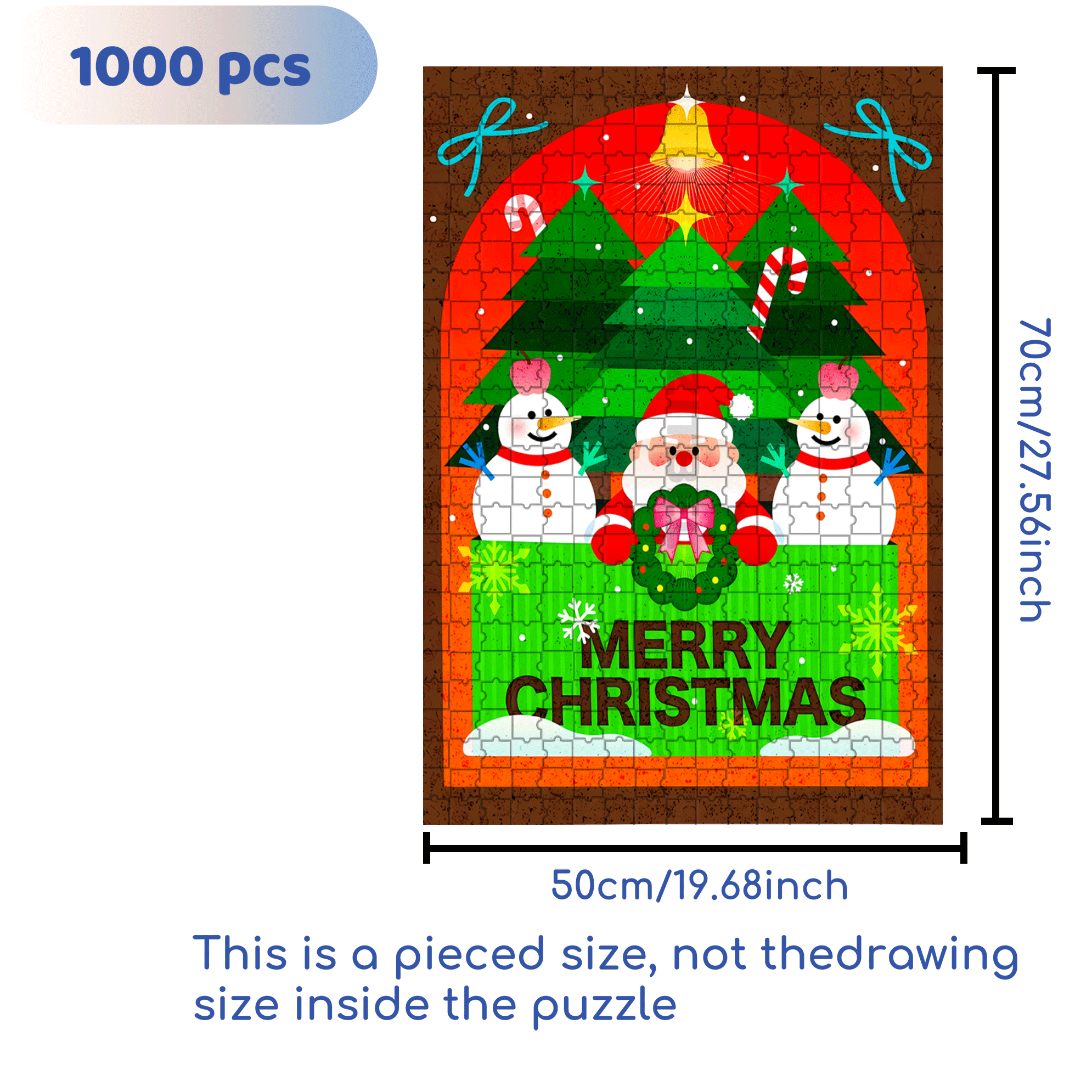Christmas Mini-Theater 500pcs/1000pcs Jigsaw Puzzle, Scratch-Resistant, Interactive Family Game & Brain-Boosting DIY Decor, Perfect for Halloween, Christmas & New Year Gifts, Family Puzzle Game