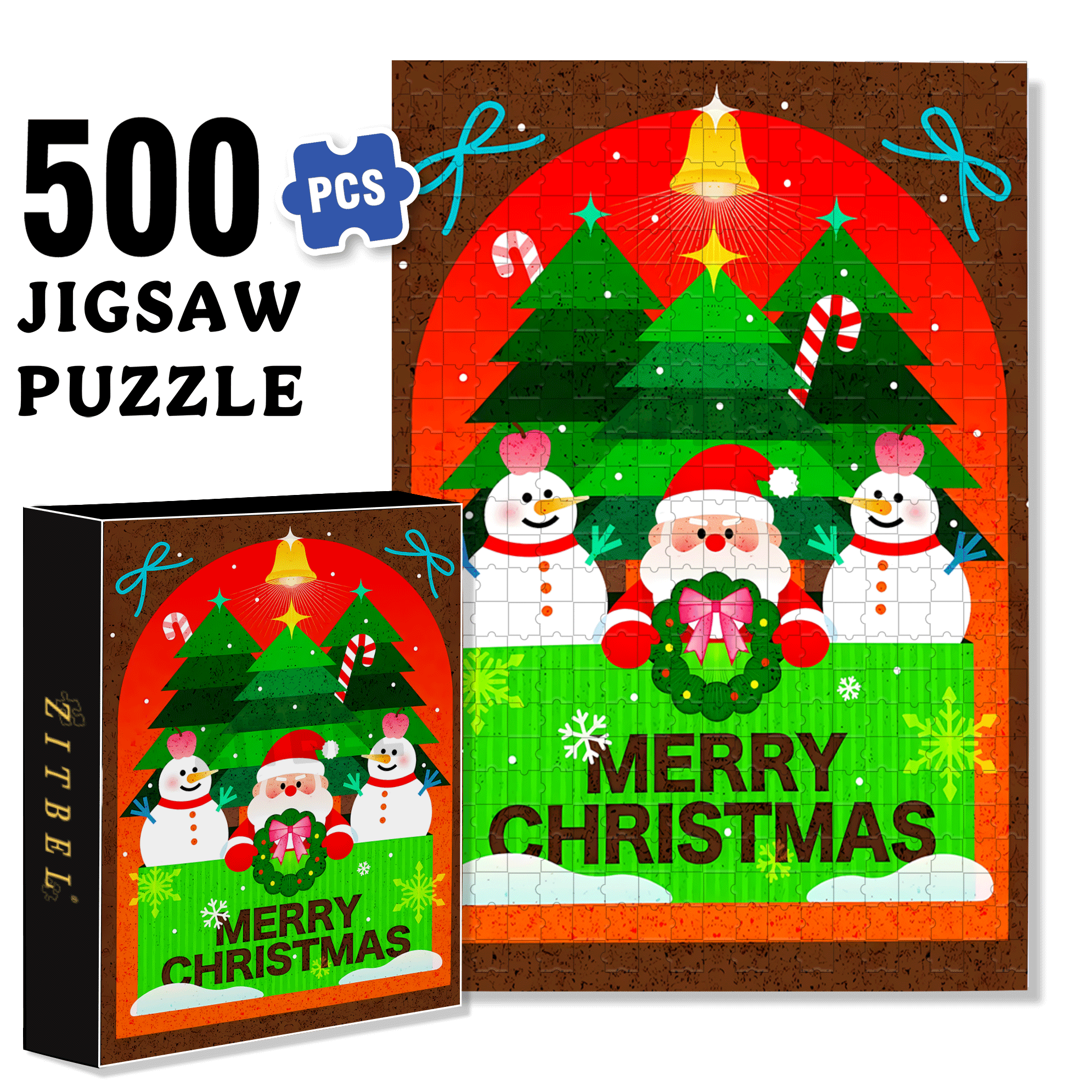 Christmas Mini-Theater 500pcs/1000pcs Jigsaw Puzzle, Scratch-Resistant, Interactive Family Game & Brain-Boosting DIY Decor, Perfect for Halloween, Christmas & New Year Gifts, Family Puzzle Game