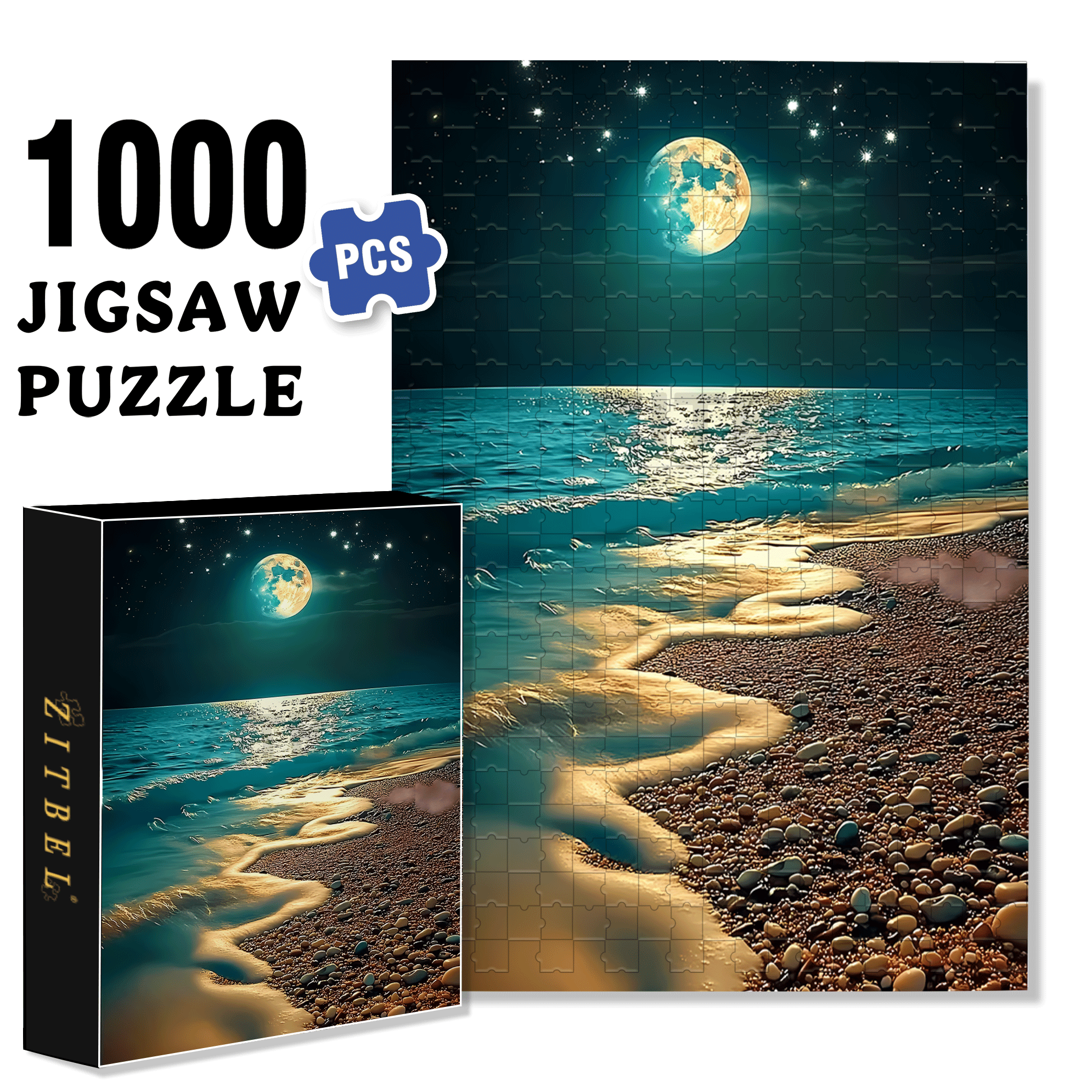 Coast At Night 500pcs/1000pcs Jigsaw Puzzle, Scratch-Resistant, Interactive Family Game & Brain-Boosting DIY Decor, Perfect for Halloween, Christmas & New Year Gifts, Family Puzzle Game