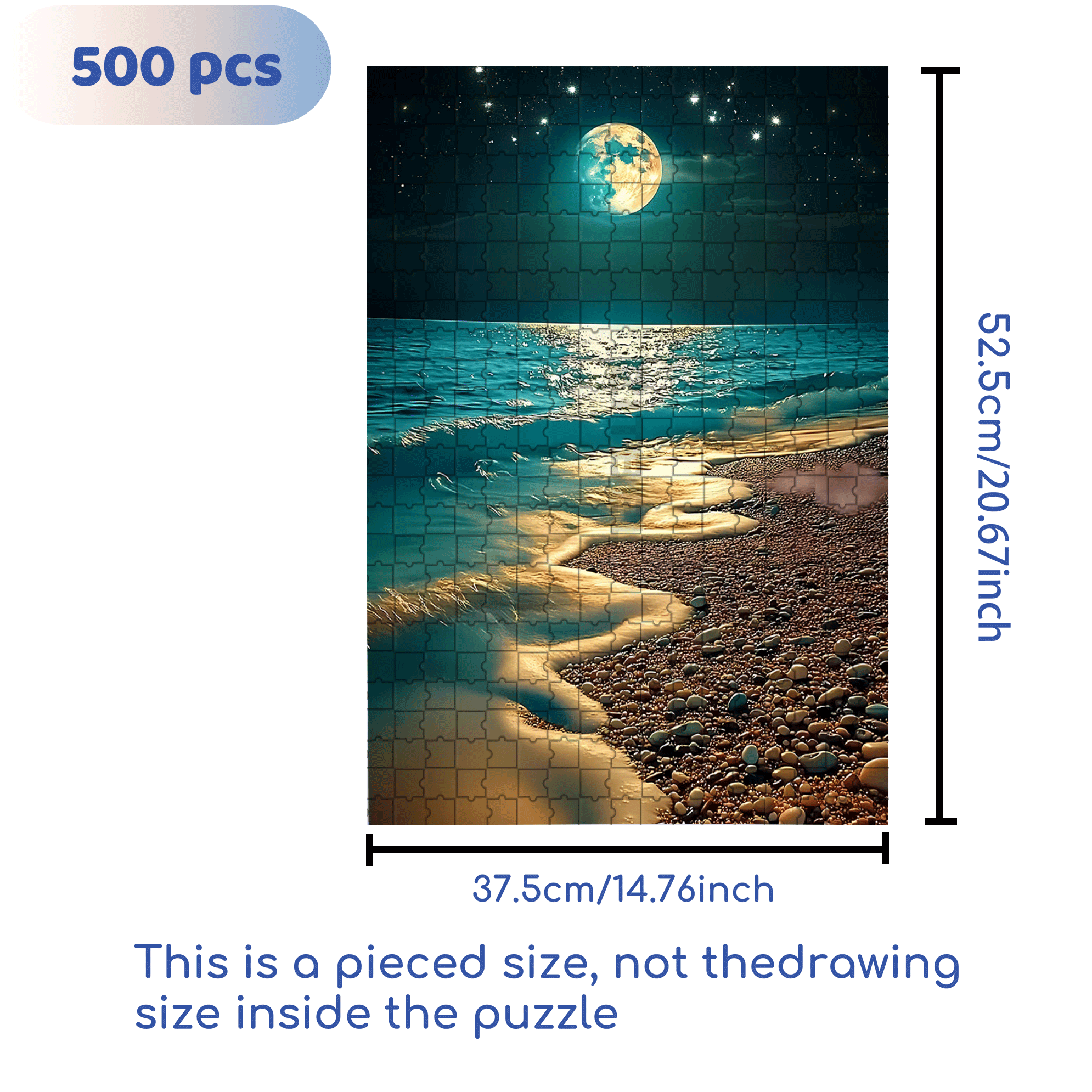 Coast At Night 500pcs/1000pcs Jigsaw Puzzle, Scratch-Resistant, Interactive Family Game & Brain-Boosting DIY Decor, Perfect for Halloween, Christmas & New Year Gifts, Family Puzzle Game