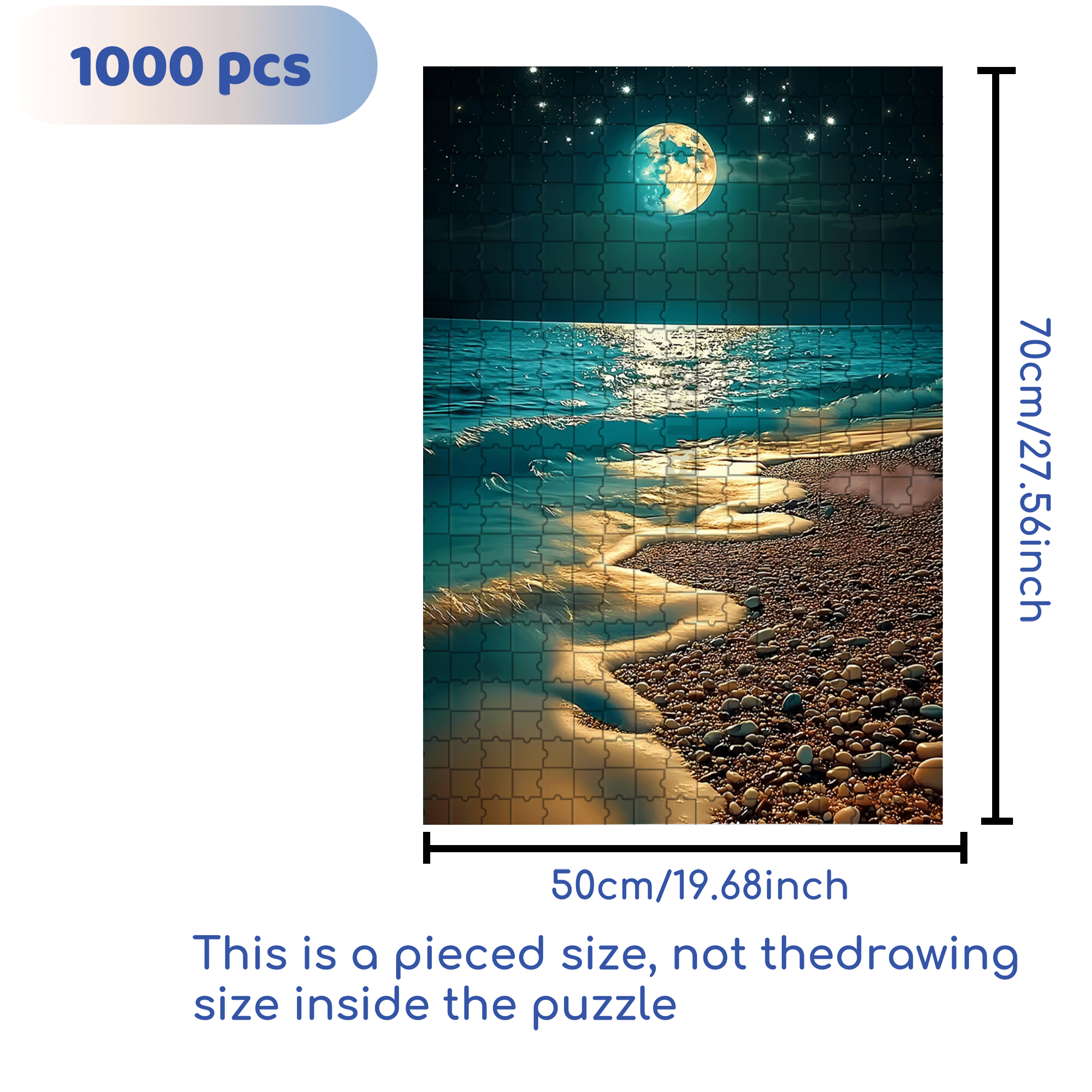 Coast At Night 500pcs/1000pcs Jigsaw Puzzle, Scratch-Resistant, Interactive Family Game & Brain-Boosting DIY Decor, Perfect for Halloween, Christmas & New Year Gifts, Family Puzzle Game