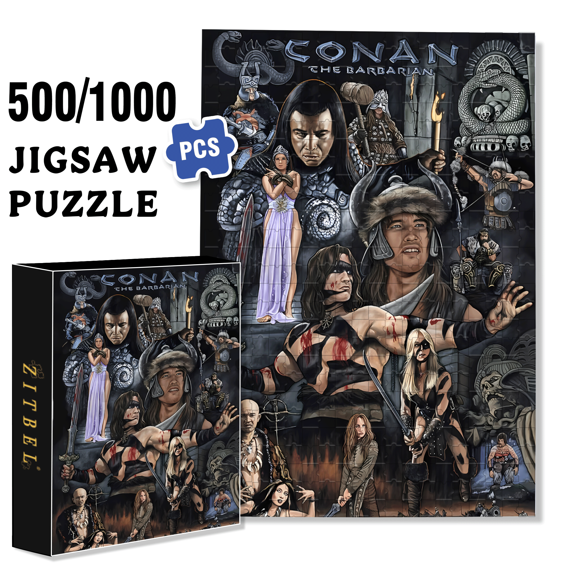 Conan 500pcs/1000pcs Jigsaw Puzzle, Scratch-Resistant, Interactive Family Game & Brain-Boosting DIY Decor, Perfect for Halloween, Christmas & New Year Gifts, Family Puzzle Game