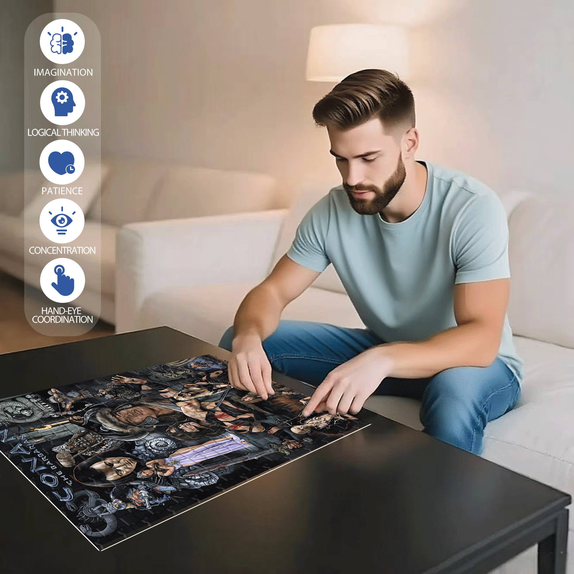 Conan 500pcs/1000pcs Jigsaw Puzzle, Scratch-Resistant, Interactive Family Game & Brain-Boosting DIY Decor, Perfect for Halloween, Christmas & New Year Gifts, Family Puzzle Game