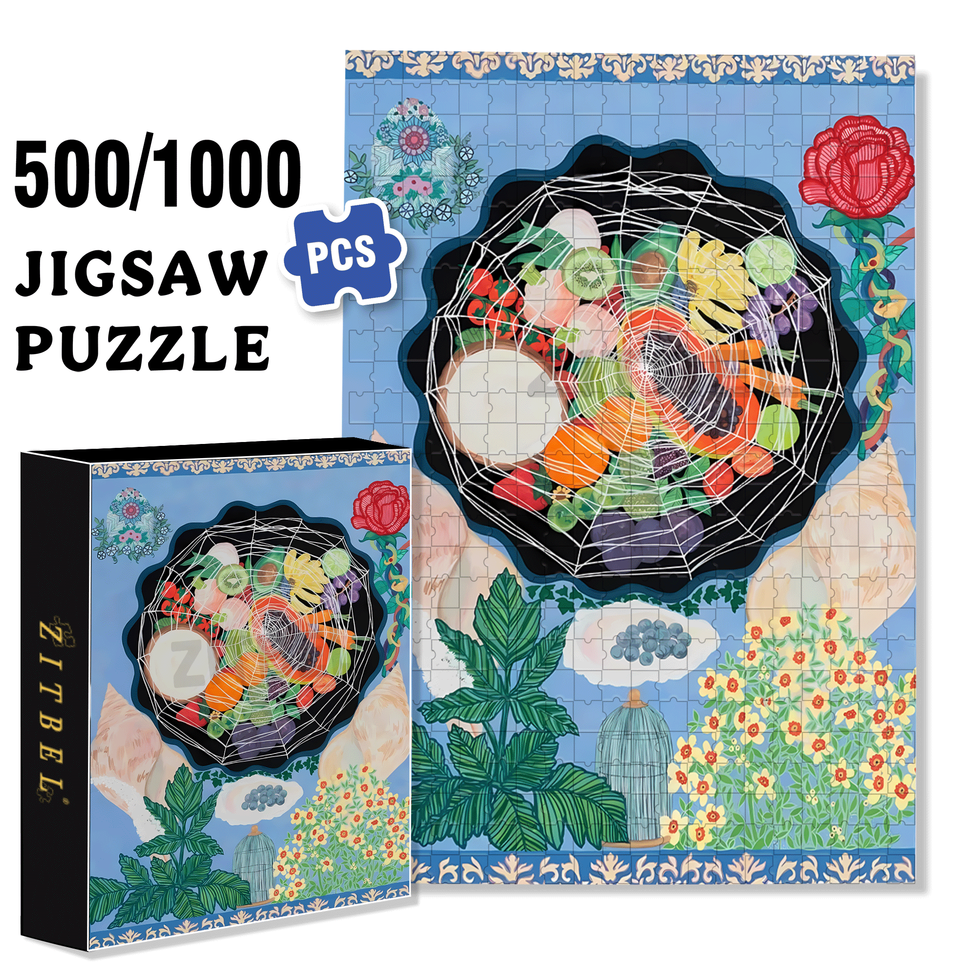 Cover Everything 500pcs/1000pcs Jigsaw Puzzle, Scratch-Resistant, Interactive Family Game & Brain-Boosting DIY Decor, Perfect for Halloween, Christmas & New Year Gifts, Family Puzzle Game