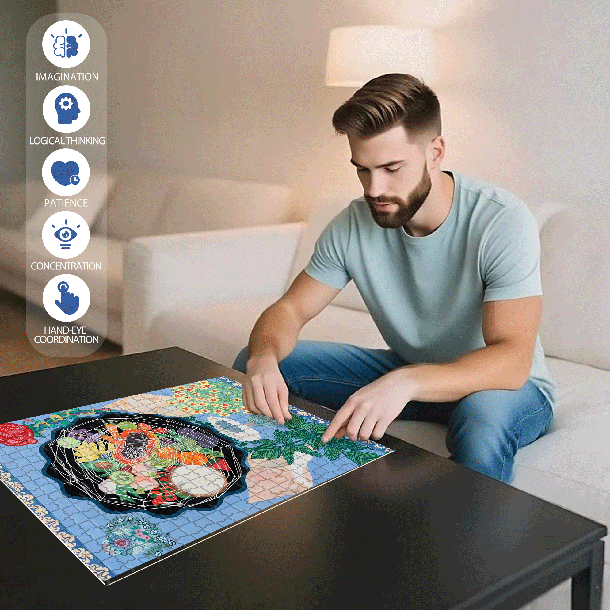 Cover Everything 500pcs/1000pcs Jigsaw Puzzle, Scratch-Resistant, Interactive Family Game & Brain-Boosting DIY Decor, Perfect for Halloween, Christmas & New Year Gifts, Family Puzzle Game