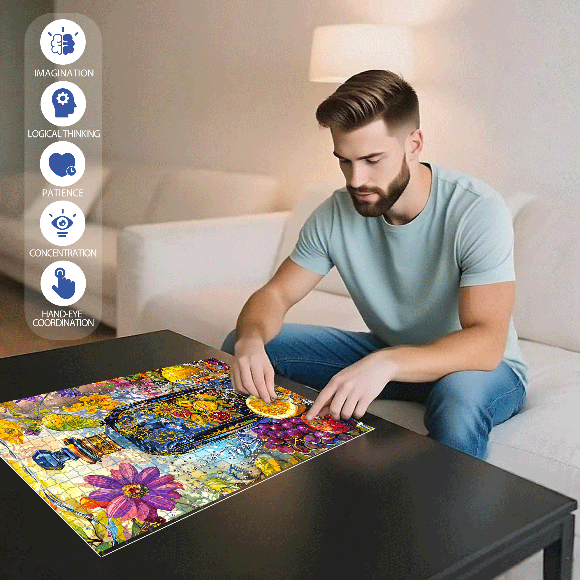 Cross & Glory 500pcs/1000pcs Jigsaw Puzzle, Scratch-Resistant, Interactive Family Game & Brain-Boosting DIY Decor, Perfect for Halloween, Christmas & New Year Gifts, Family Puzzle Game