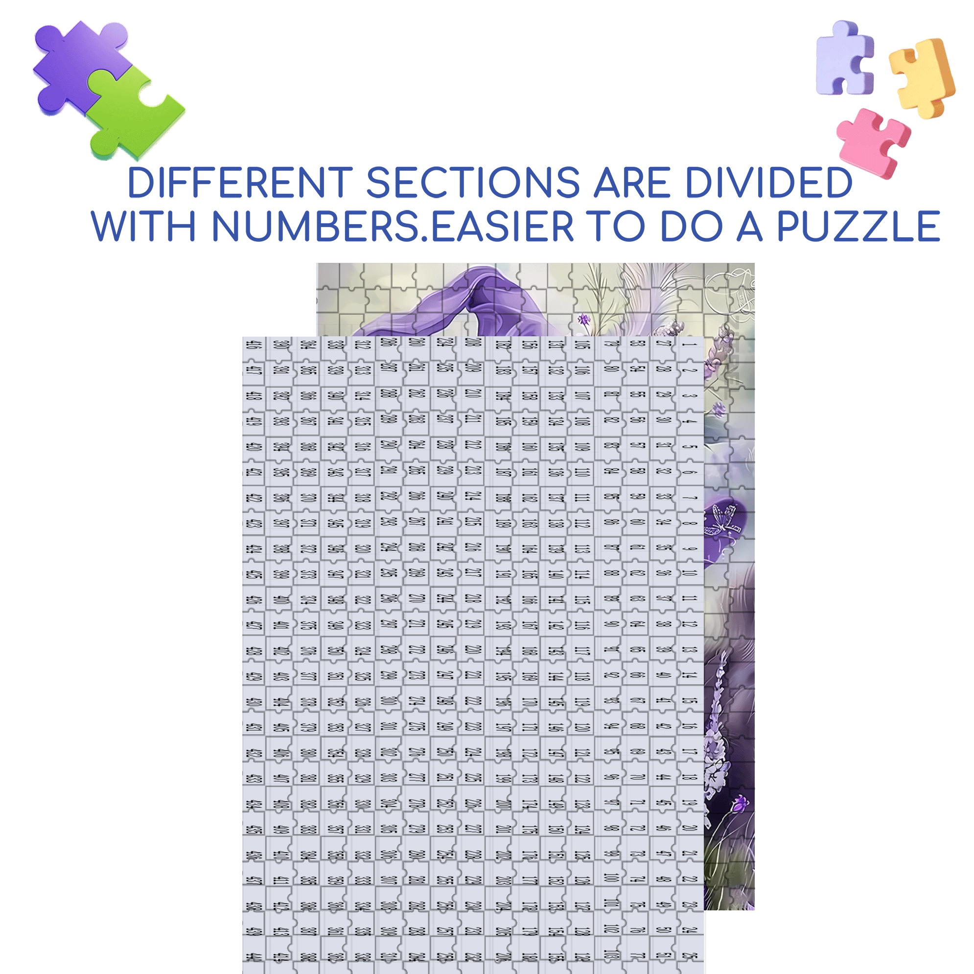 Cute Cat Purple Flowers 500pcs/1000pcs Jigsaw Puzzle, Scratch-Resistant, Interactive Family Game & Brain-Boosting DIY Decor, Perfect for Halloween, Christmas & New Year Gifts, Family Puzzle Game