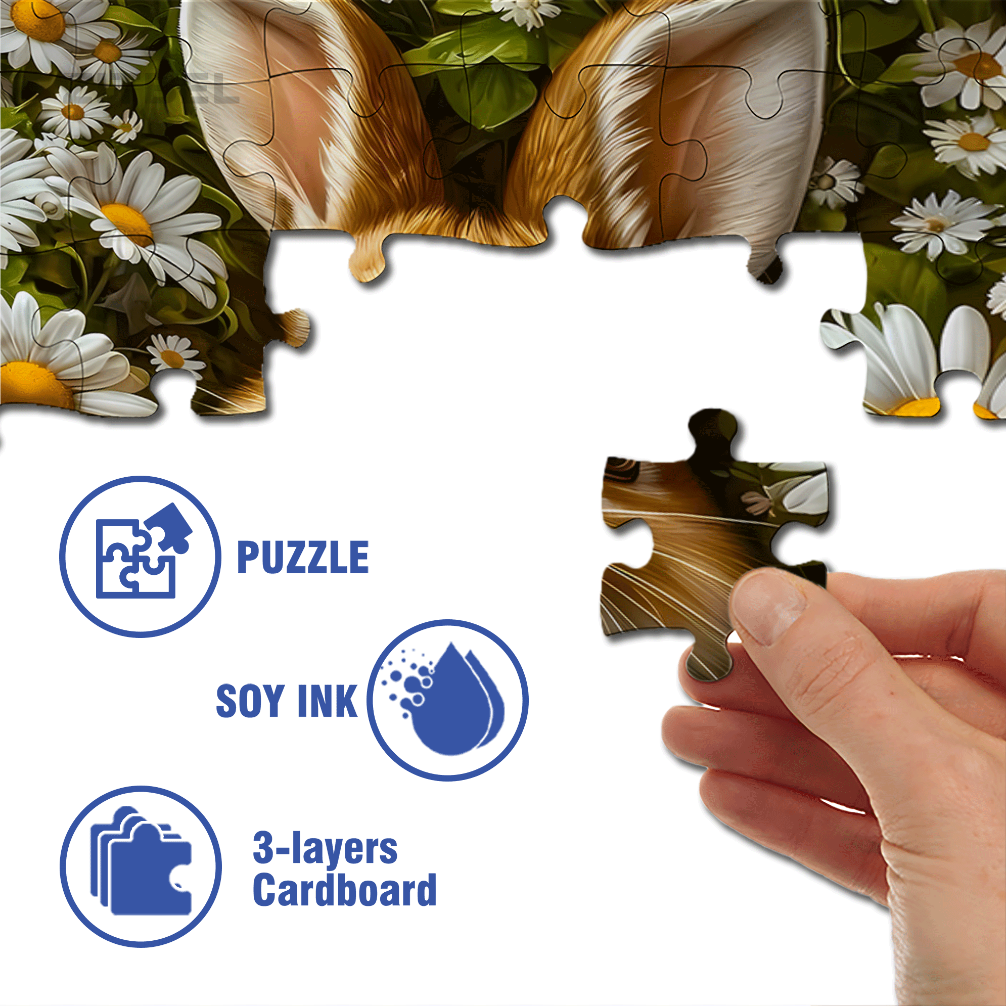 Daisy & Bunny 500pcs/1000pcs Jigsaw Puzzle, Scratch-Resistant, Interactive Family Game & Brain-Boosting DIY Decor, Perfect for Halloween, Christmas & New Year Gifts, Family Puzzle Game