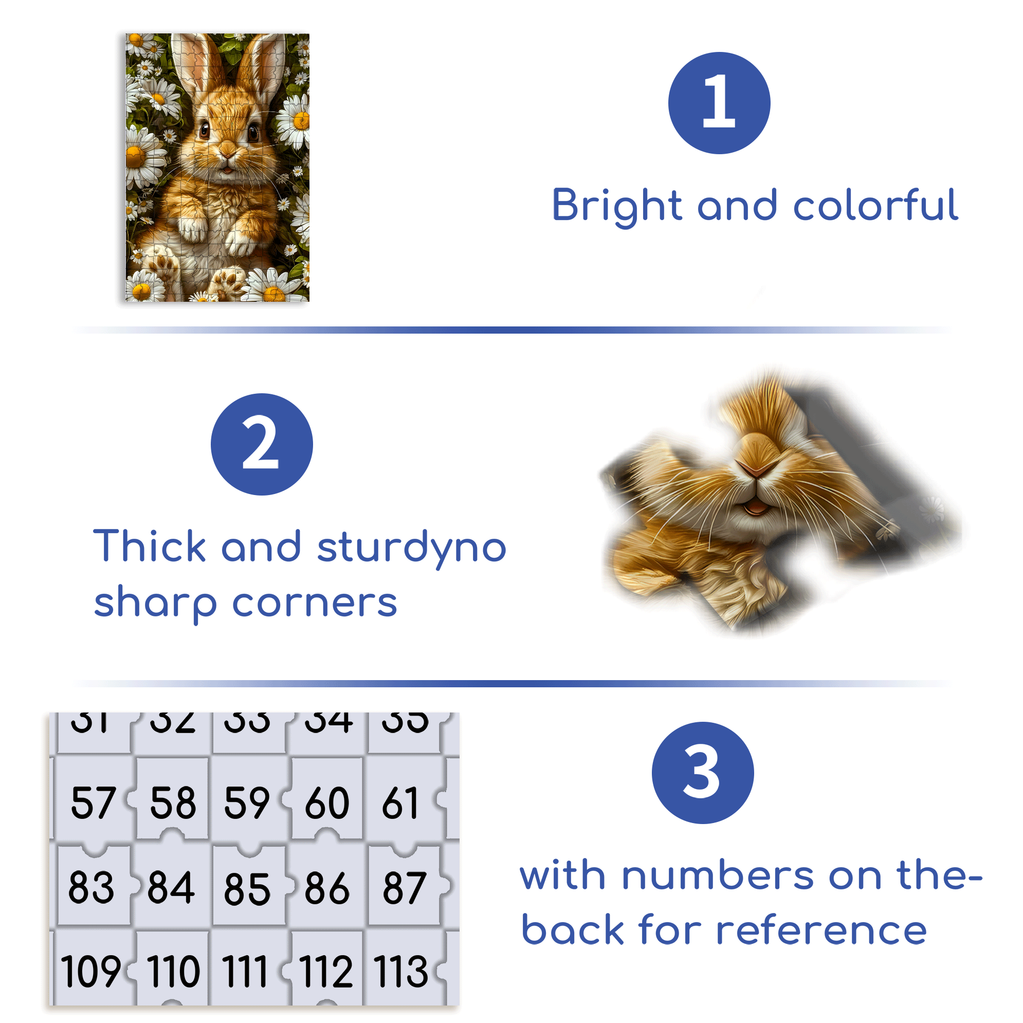 Daisy & Bunny 500pcs/1000pcs Jigsaw Puzzle, Scratch-Resistant, Interactive Family Game & Brain-Boosting DIY Decor, Perfect for Halloween, Christmas & New Year Gifts, Family Puzzle Game