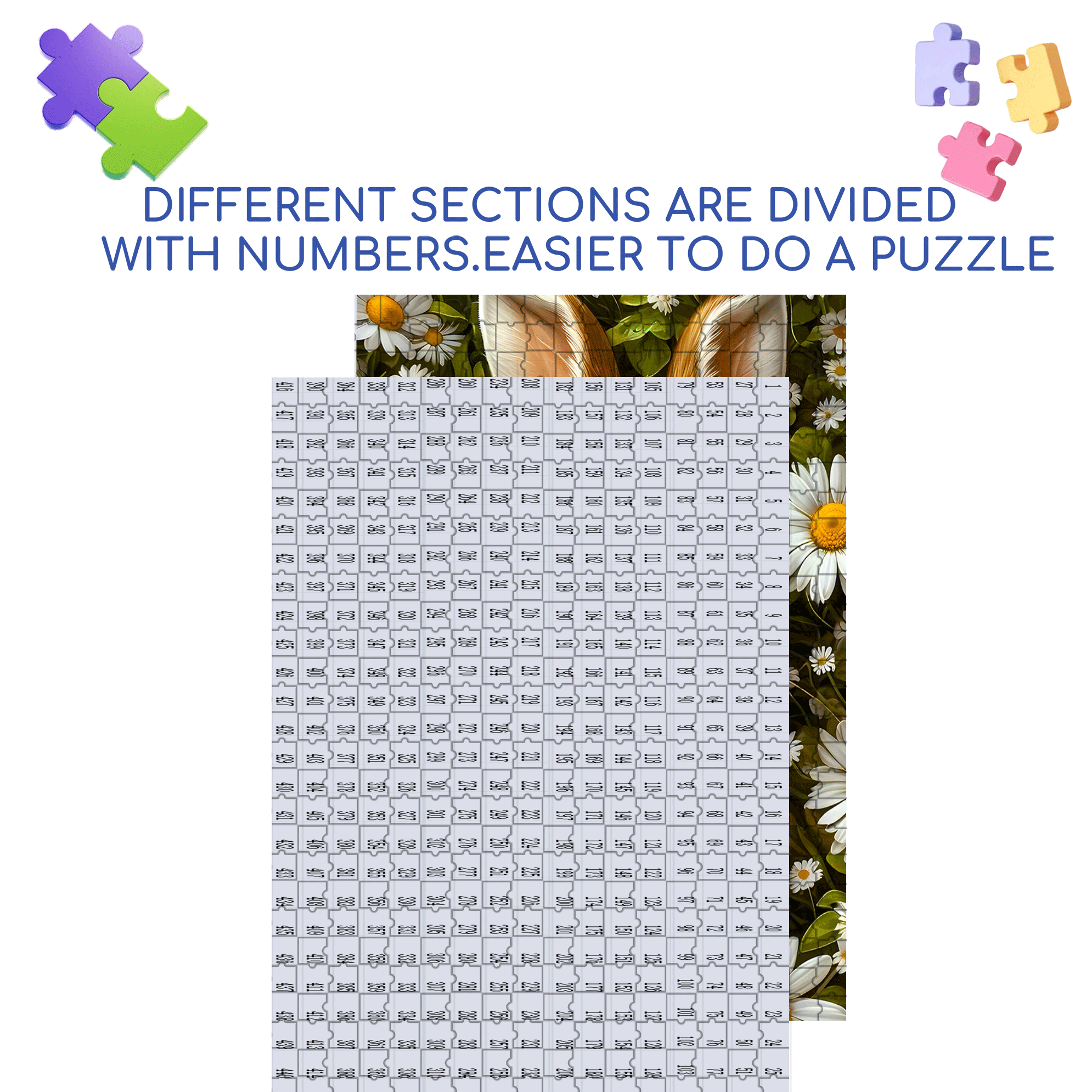 Daisy & Bunny 500pcs/1000pcs Jigsaw Puzzle, Scratch-Resistant, Interactive Family Game & Brain-Boosting DIY Decor, Perfect for Halloween, Christmas & New Year Gifts, Family Puzzle Game