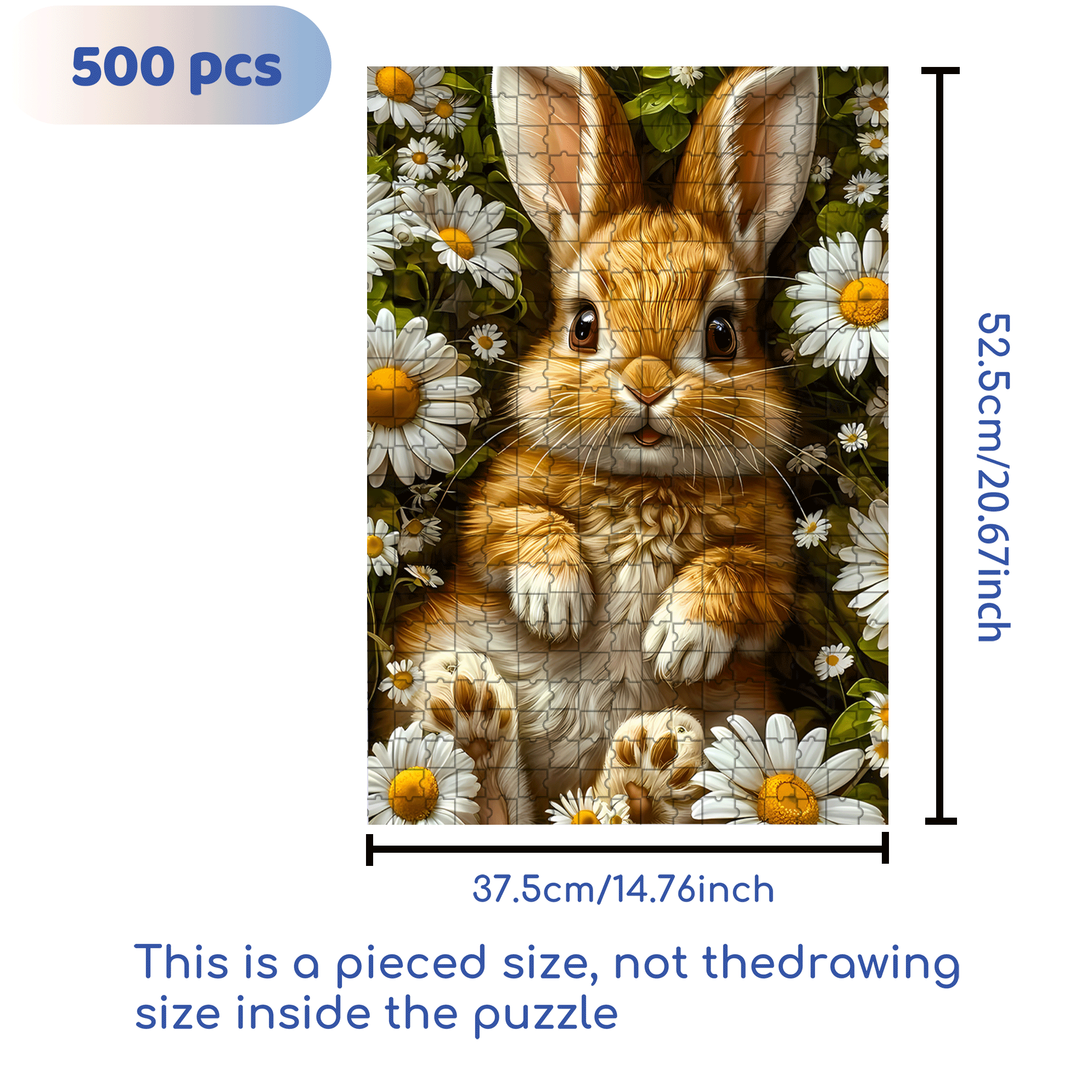 Daisy & Bunny 500pcs/1000pcs Jigsaw Puzzle, Scratch-Resistant, Interactive Family Game & Brain-Boosting DIY Decor, Perfect for Halloween, Christmas & New Year Gifts, Family Puzzle Game