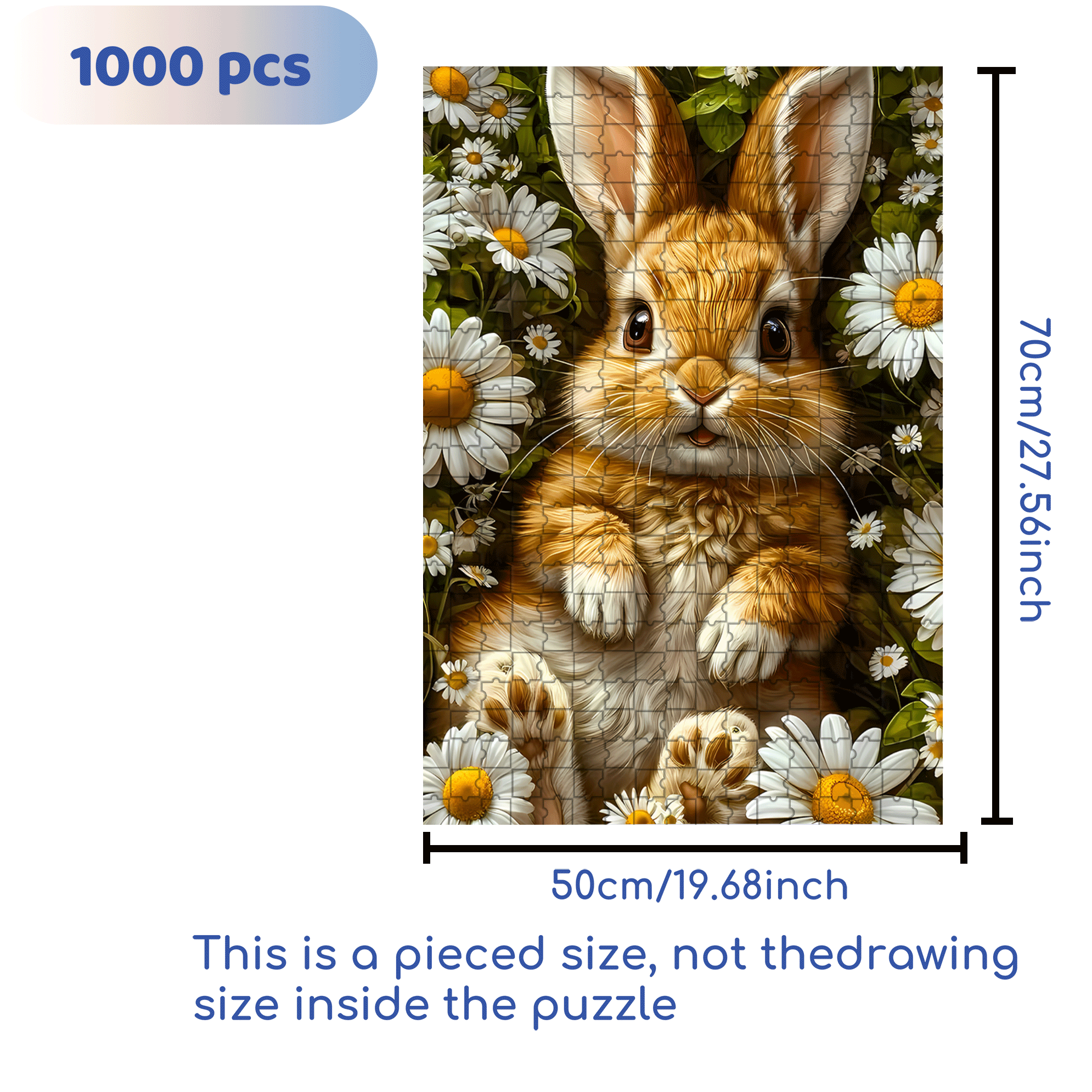 Daisy & Bunny 500pcs/1000pcs Jigsaw Puzzle, Scratch-Resistant, Interactive Family Game & Brain-Boosting DIY Decor, Perfect for Halloween, Christmas & New Year Gifts, Family Puzzle Game