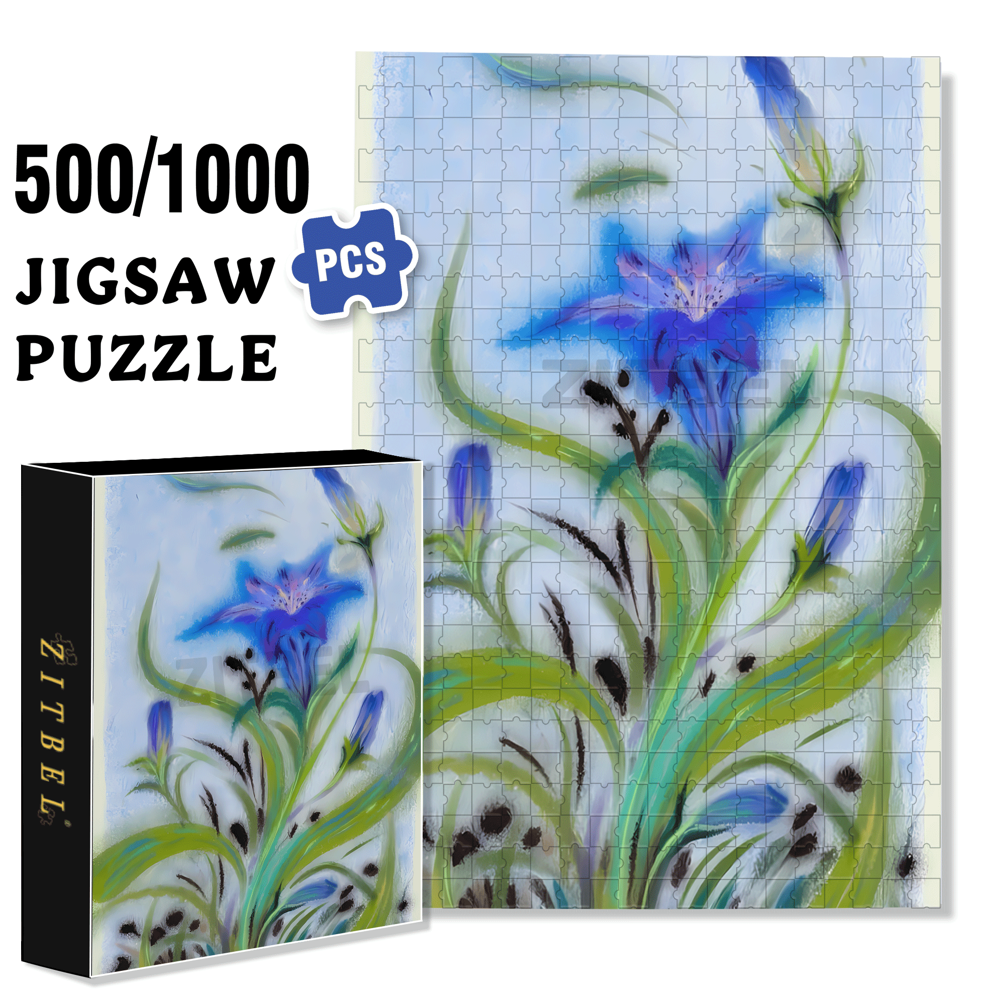 Deep Blue Haze 500pcs/1000pcs Jigsaw Puzzle, Scratch-Resistant, Interactive Family Game & Brain-Boosting DIY Decor, Perfect for Halloween, Christmas & New Year Gifts, Family Puzzle Game