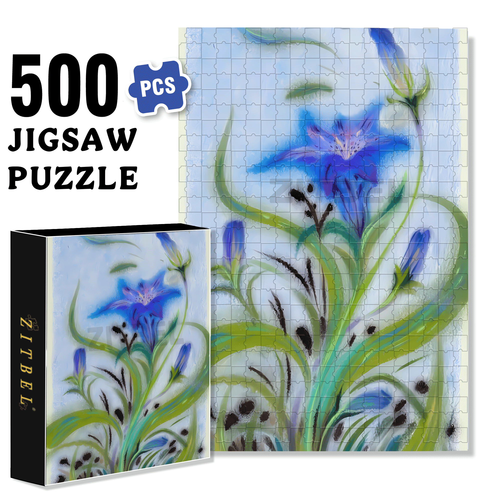 Deep Blue Haze 500pcs/1000pcs Jigsaw Puzzle, Scratch-Resistant, Interactive Family Game & Brain-Boosting DIY Decor, Perfect for Halloween, Christmas & New Year Gifts, Family Puzzle Game
