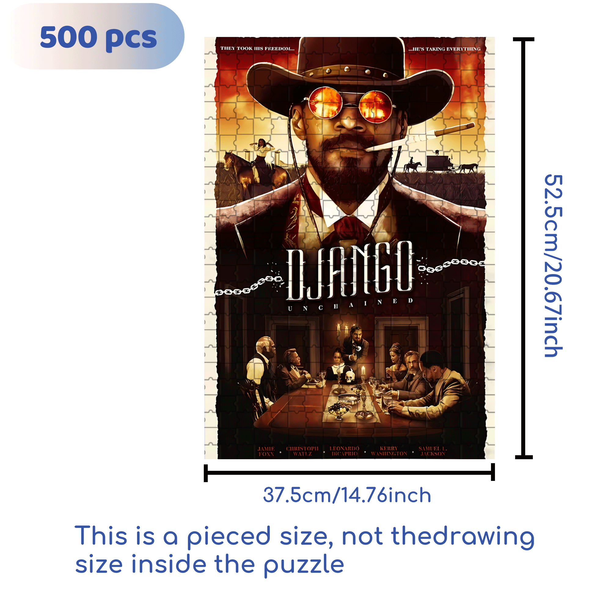 DJANGO 500pcs/1000pcs Jigsaw Puzzle, Scratch-Resistant, Interactive Family Game & Brain-Boosting DIY Decor, Perfect for Halloween, Christmas & New Year Gifts, Family Puzzle Game