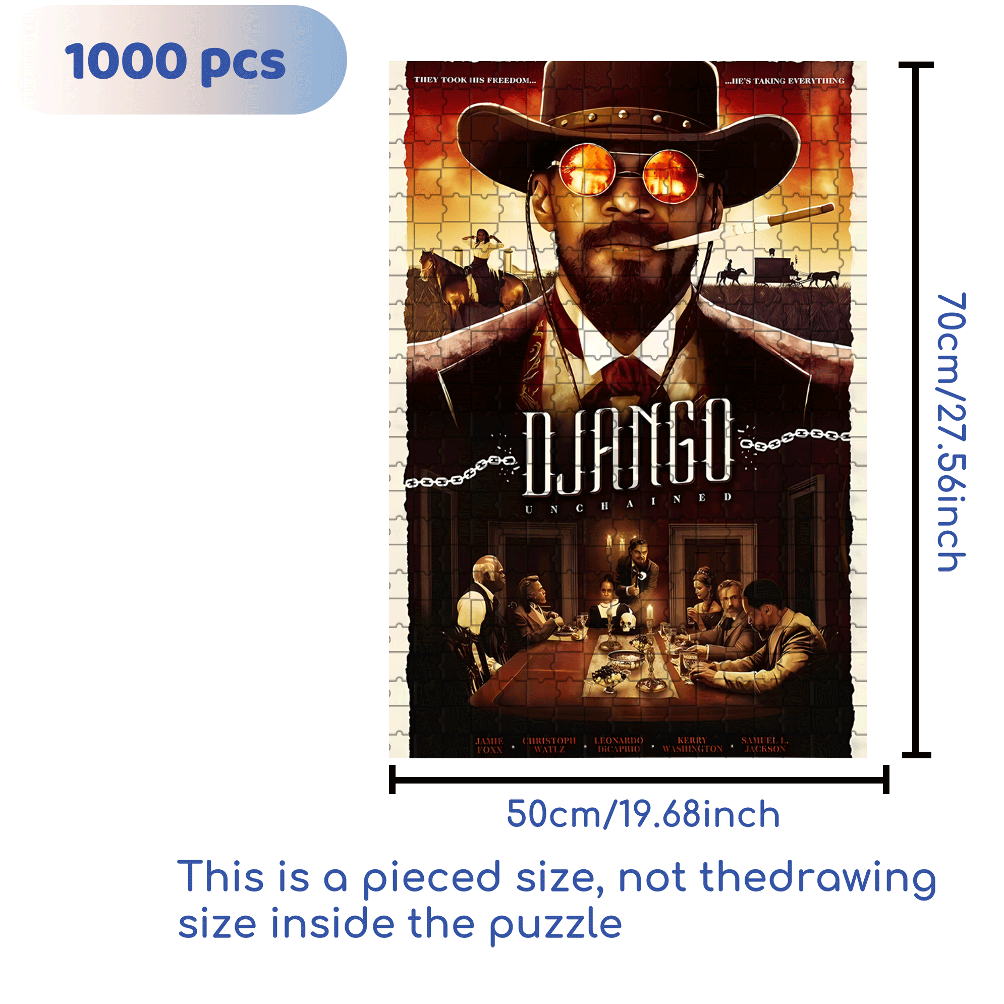 DJANGO 500pcs/1000pcs Jigsaw Puzzle, Scratch-Resistant, Interactive Family Game & Brain-Boosting DIY Decor, Perfect for Halloween, Christmas & New Year Gifts, Family Puzzle Game
