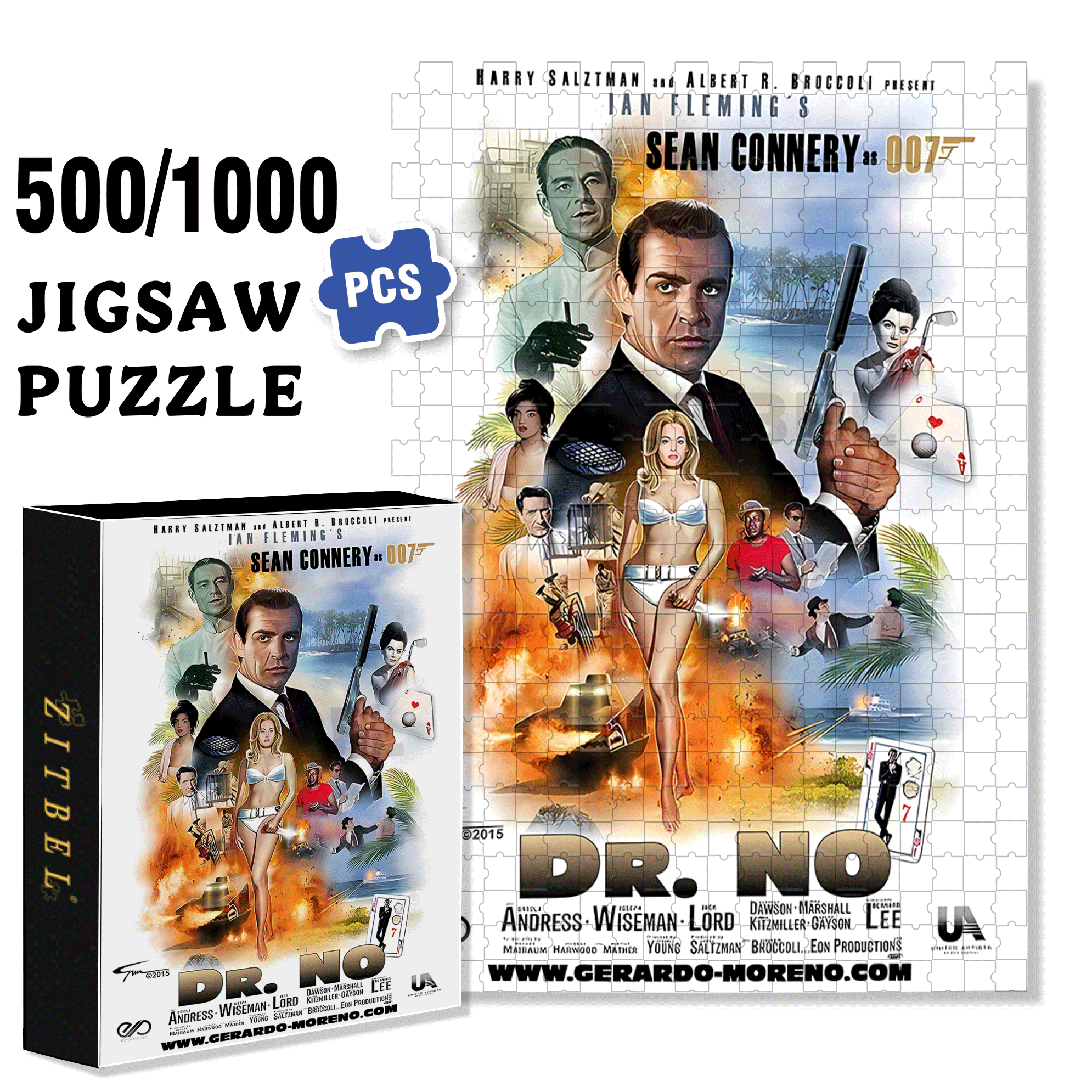 Dr No 500pcs/1000pcs Jigsaw Puzzle, Scratch-Resistant, Interactive Family Game & Brain-Boosting DIY Decor, Perfect for Halloween, Christmas & New Year Gifts, Family Puzzle Game