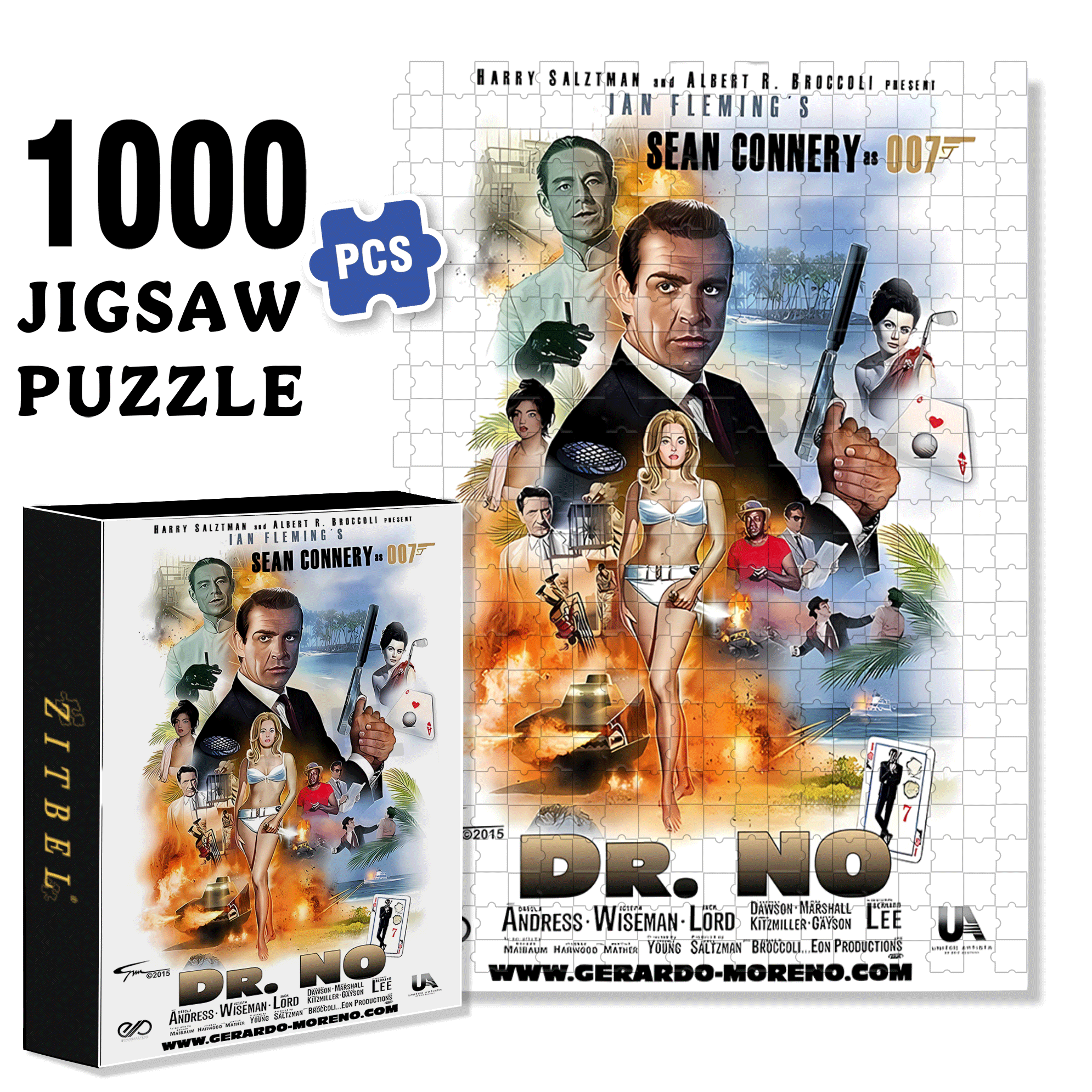 Dr No 500pcs/1000pcs Jigsaw Puzzle, Scratch-Resistant, Interactive Family Game & Brain-Boosting DIY Decor, Perfect for Halloween, Christmas & New Year Gifts, Family Puzzle Game
