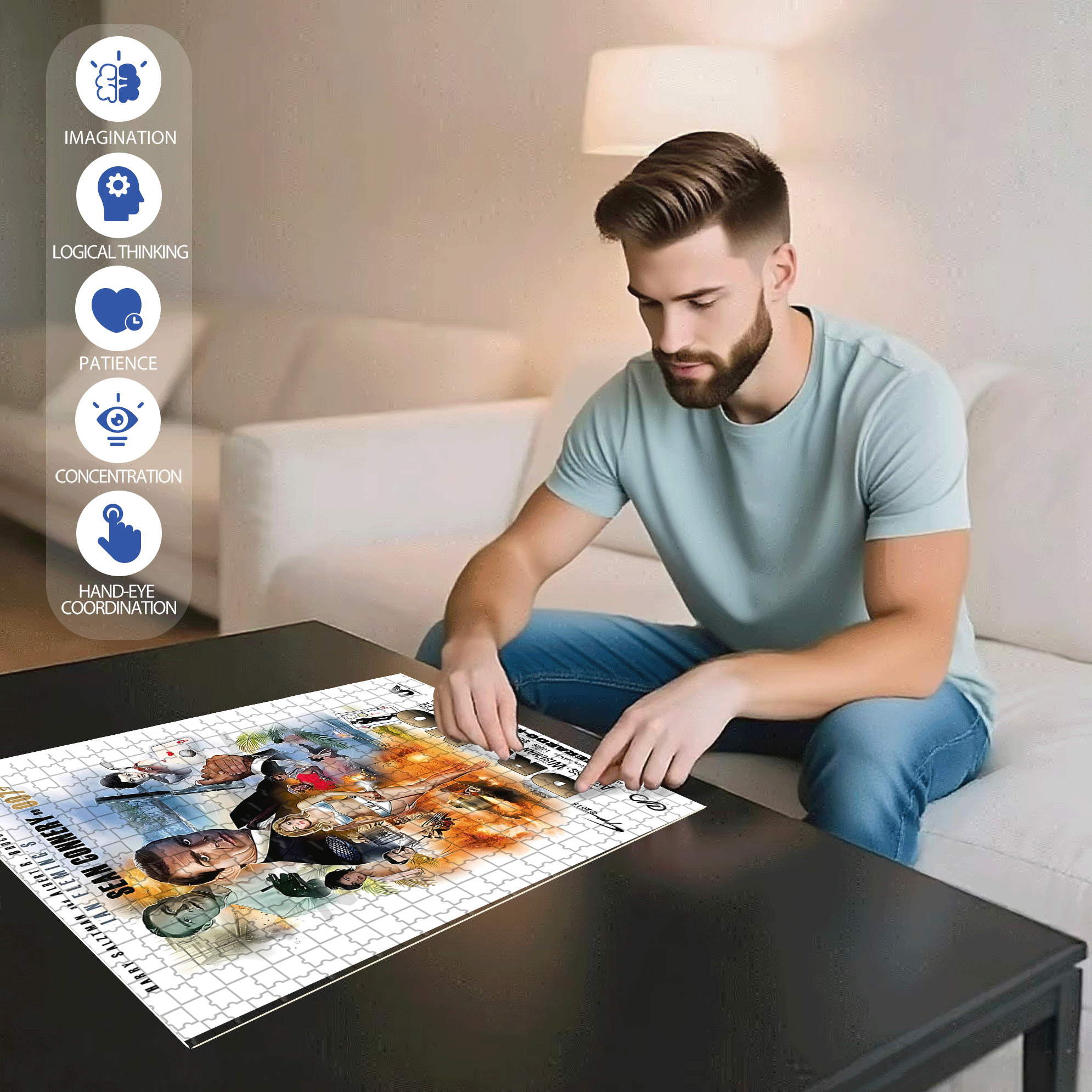 Dr No 500pcs/1000pcs Jigsaw Puzzle, Scratch-Resistant, Interactive Family Game & Brain-Boosting DIY Decor, Perfect for Halloween, Christmas & New Year Gifts, Family Puzzle Game