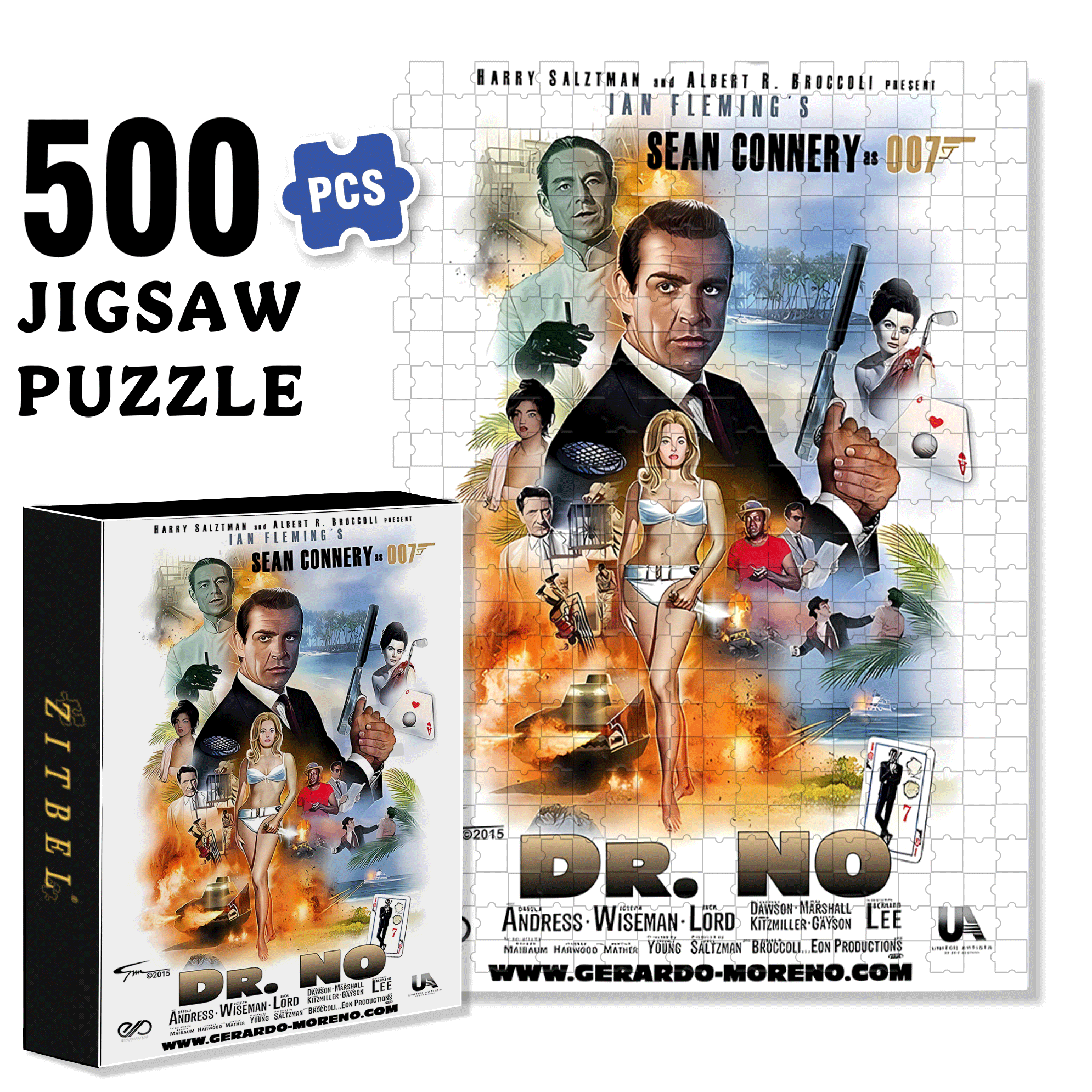 Dr No 500pcs/1000pcs Jigsaw Puzzle, Scratch-Resistant, Interactive Family Game & Brain-Boosting DIY Decor, Perfect for Halloween, Christmas & New Year Gifts, Family Puzzle Game