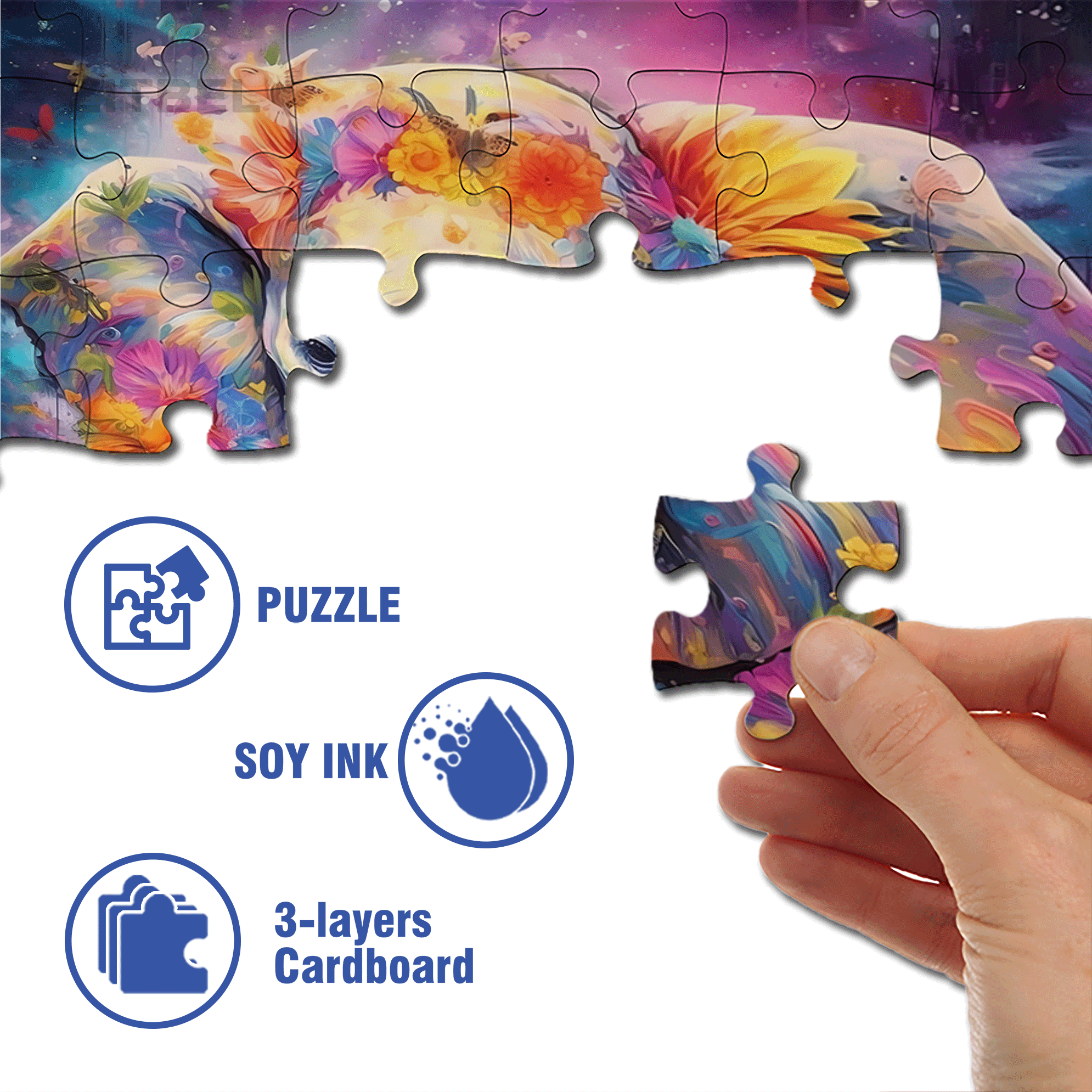 Elephant and Butterfly Dance 500pcs/1000pcs Jigsaw Puzzle, Scratch-Resistant, Interactive Family Game & Brain-Boosting DIY Decor, Perfect for Halloween, Christmas & New Year Gifts, Family Puzzle Game