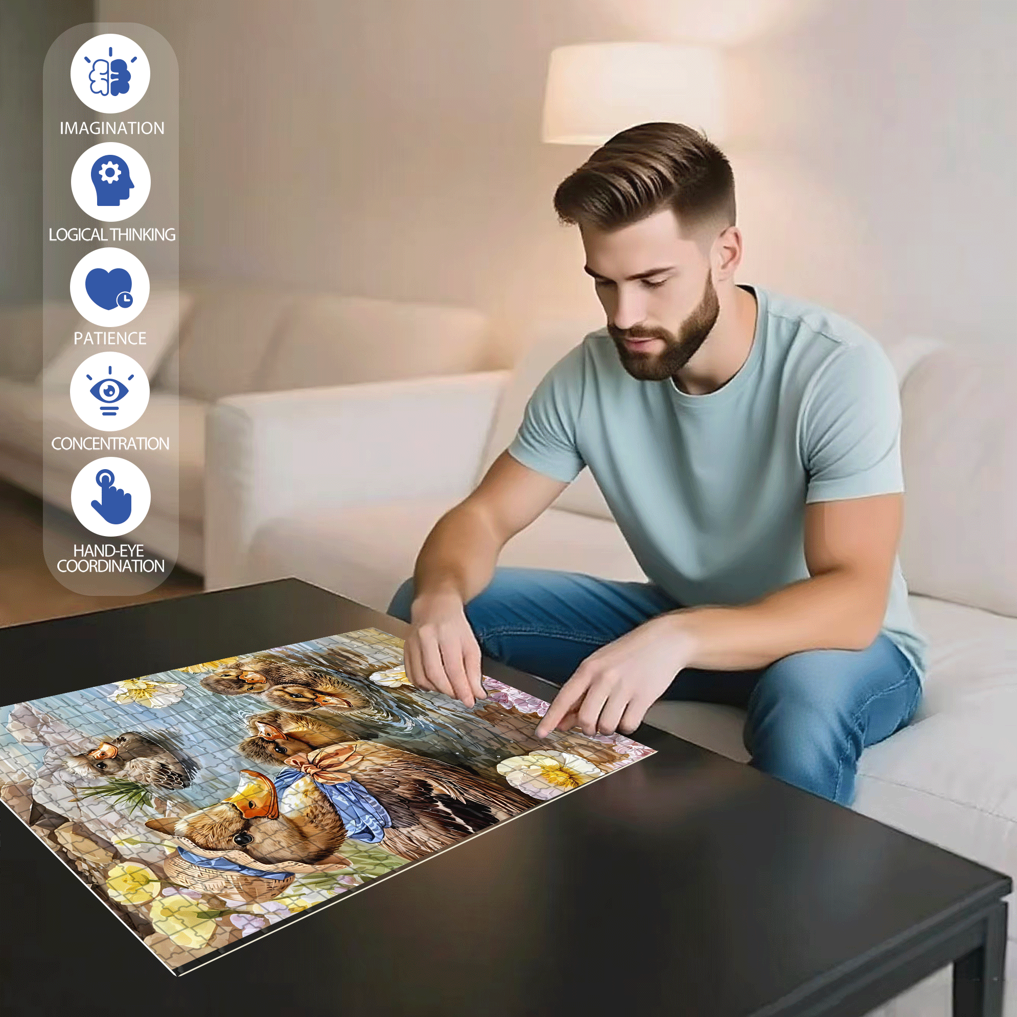 Enjoy A Family Trip 500pcs/1000pcs Jigsaw Puzzle, Scratch-Resistant, Interactive Family Game & Brain-Boosting DIY Decor, Perfect for Halloween, Christmas & New Year Gifts, Family Puzzle Game