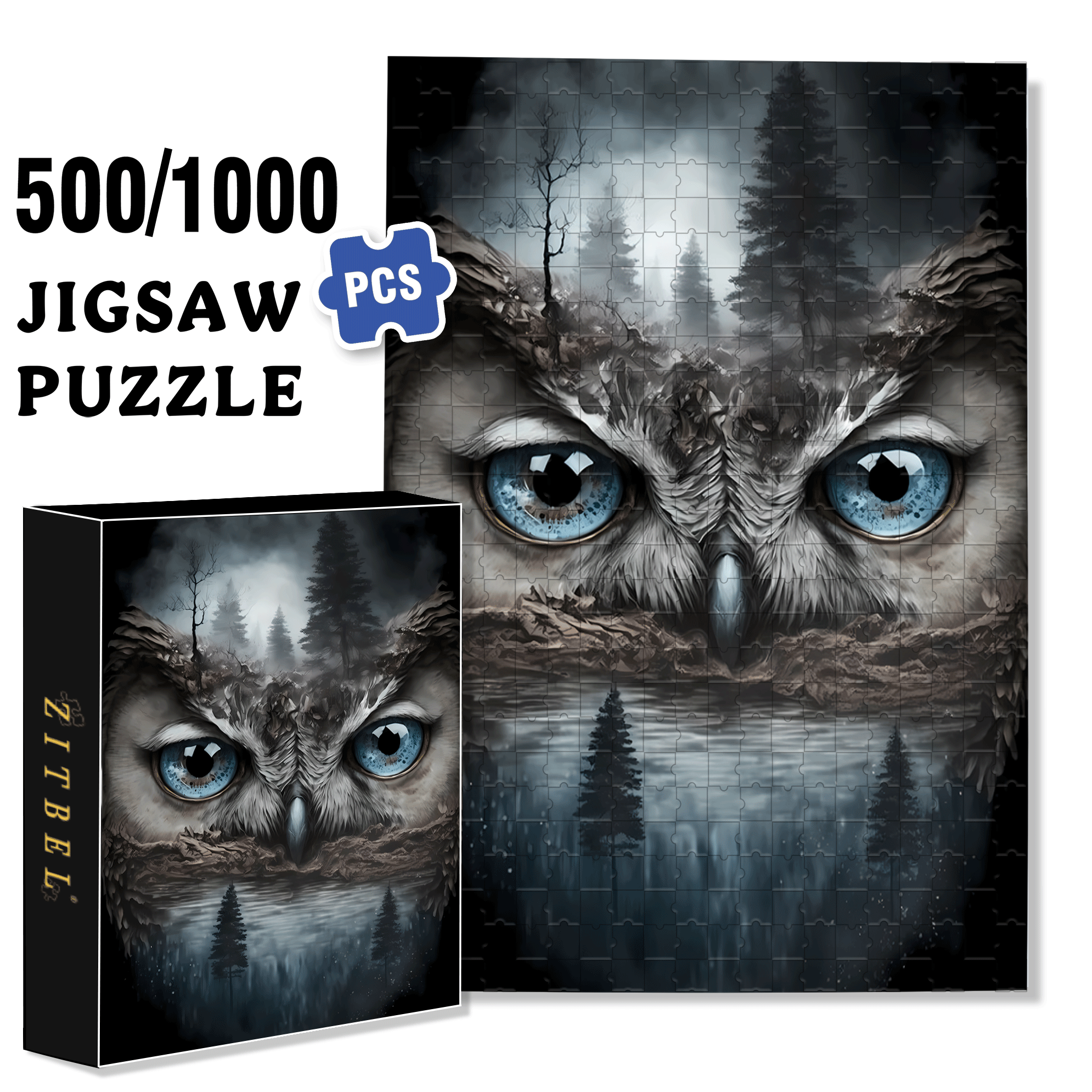 Eye In The Forest 500pcs/1000pcs Jigsaw Puzzle, Scratch-Resistant, Interactive Family Game & Brain-Boosting DIY Decor, Perfect for Halloween, Christmas & New Year Gifts, Family Puzzle Game